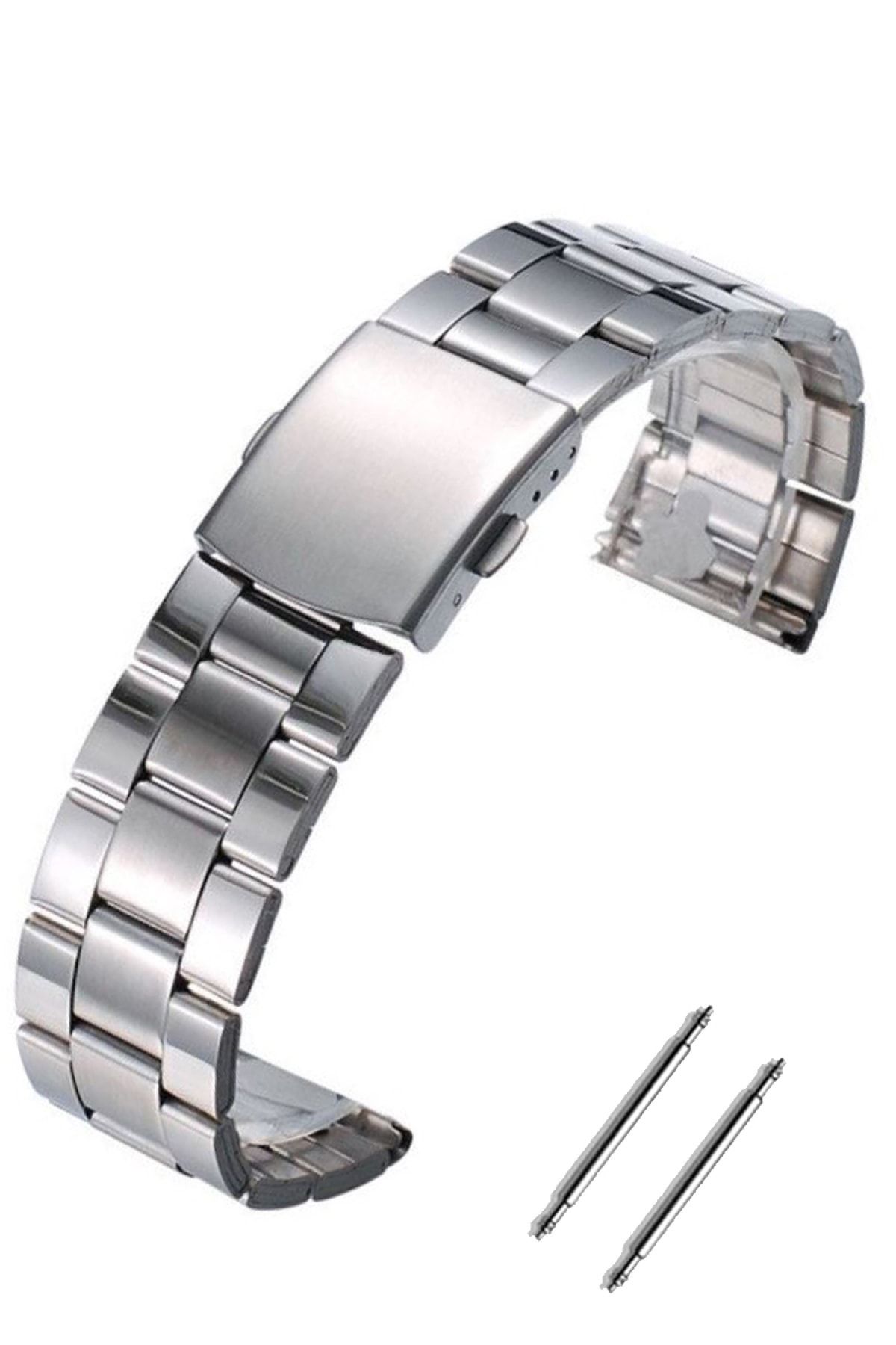 Trendburada Huawei Watch Gt Gt2 Gt2e 46mm Saat Uyumlu 22mm Gümüş Renk Paslanmaz Çelik Metal Saat Kordonu