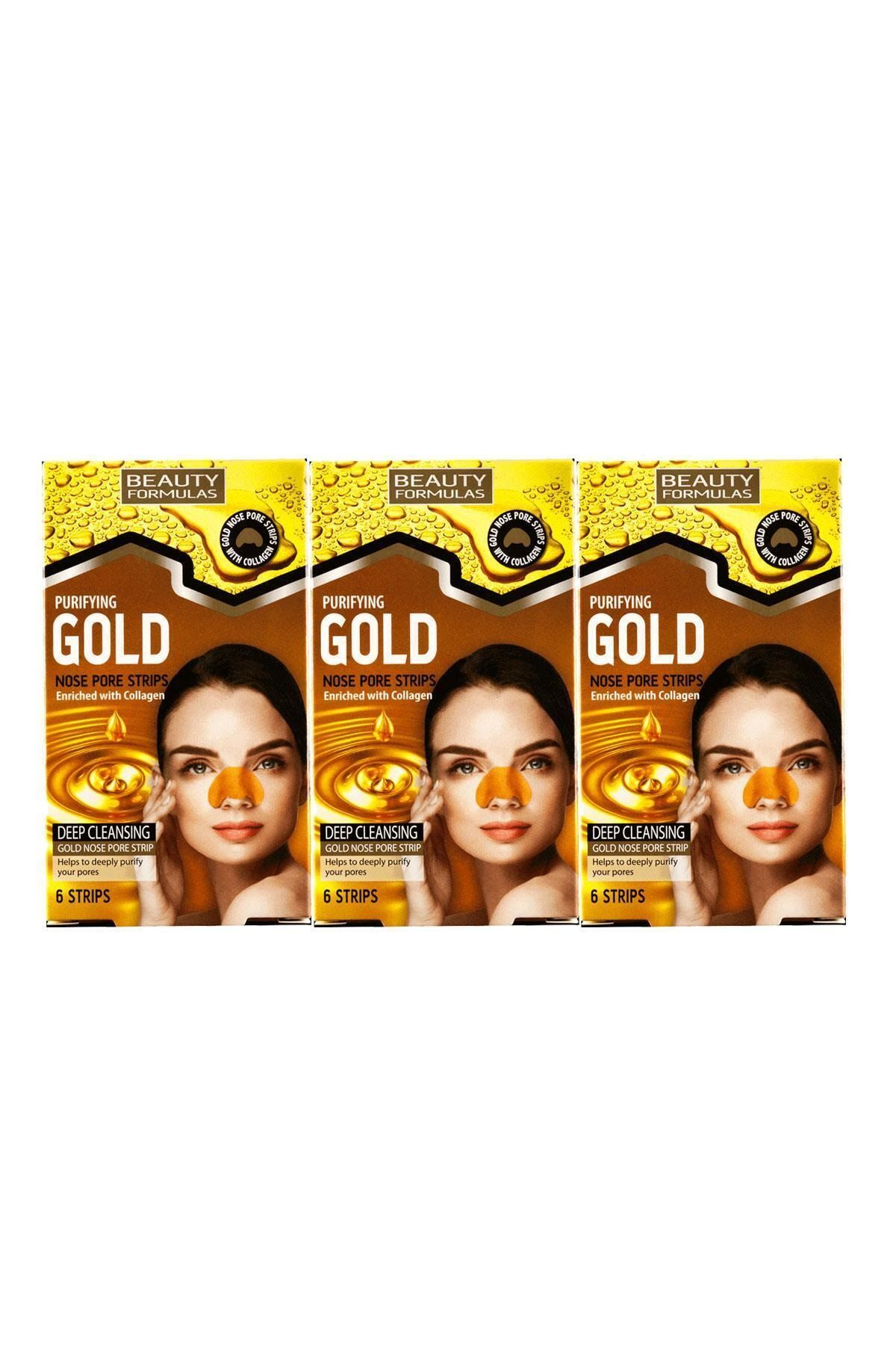 BEAUTY FORMULAS Gold Burun Bandı 6 Adet 3lü Set