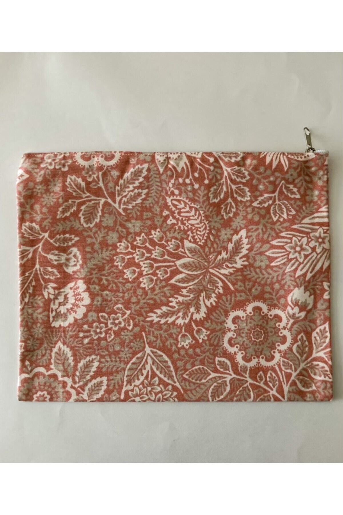 Pamuk & At Floral Pembe Çiçekli Organizer Makyaj Çantası Orta Boy