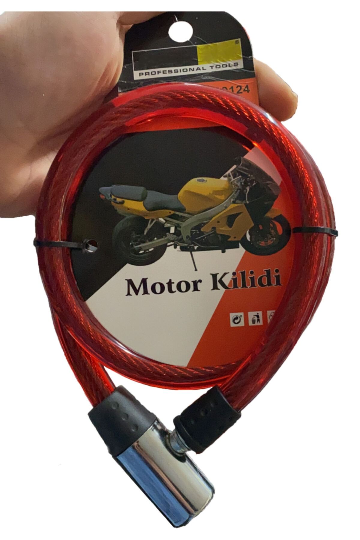 Mobee Özs-10124 Motosiklet Halat Kilit Güvenlik Kilidi Bisiklet Bebek Arabası Kilidi Kırmızı Renk 1410