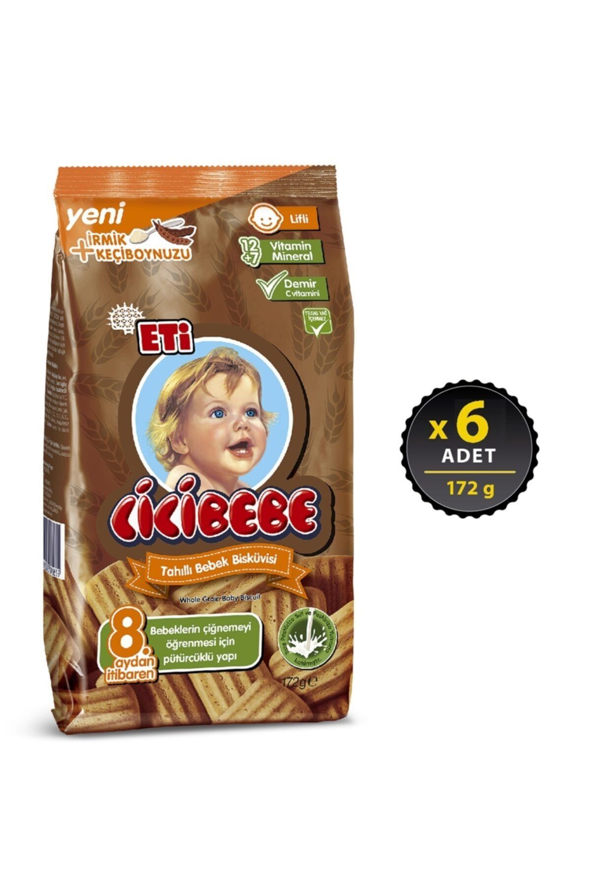 Eti Cicibebe Tahıllı Bebek Bisküvisi 172 g x 6 Adet