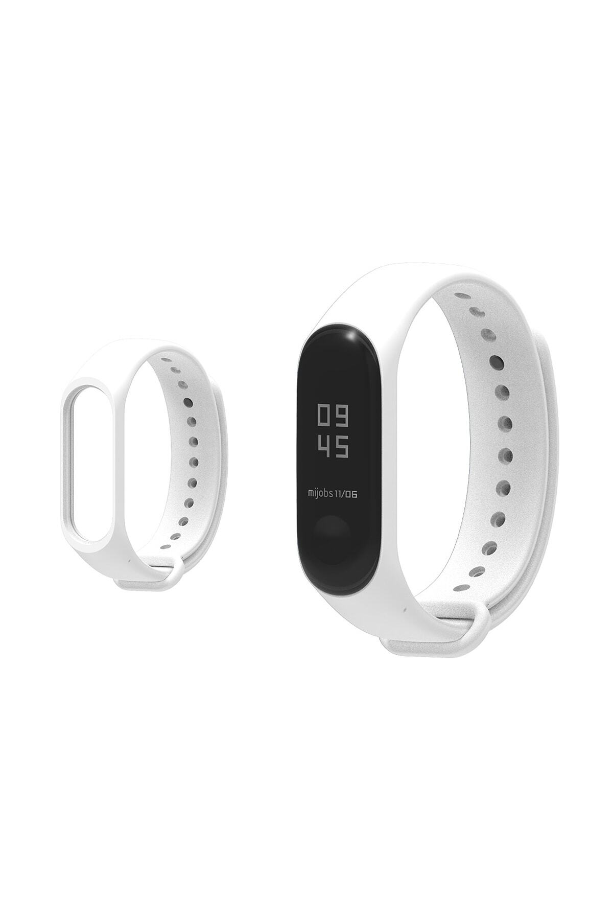 Pars Online Xiaomi Mi Band 4/3 Akıllı Bileklik Kordon Antialerjik Silikon Beyaz