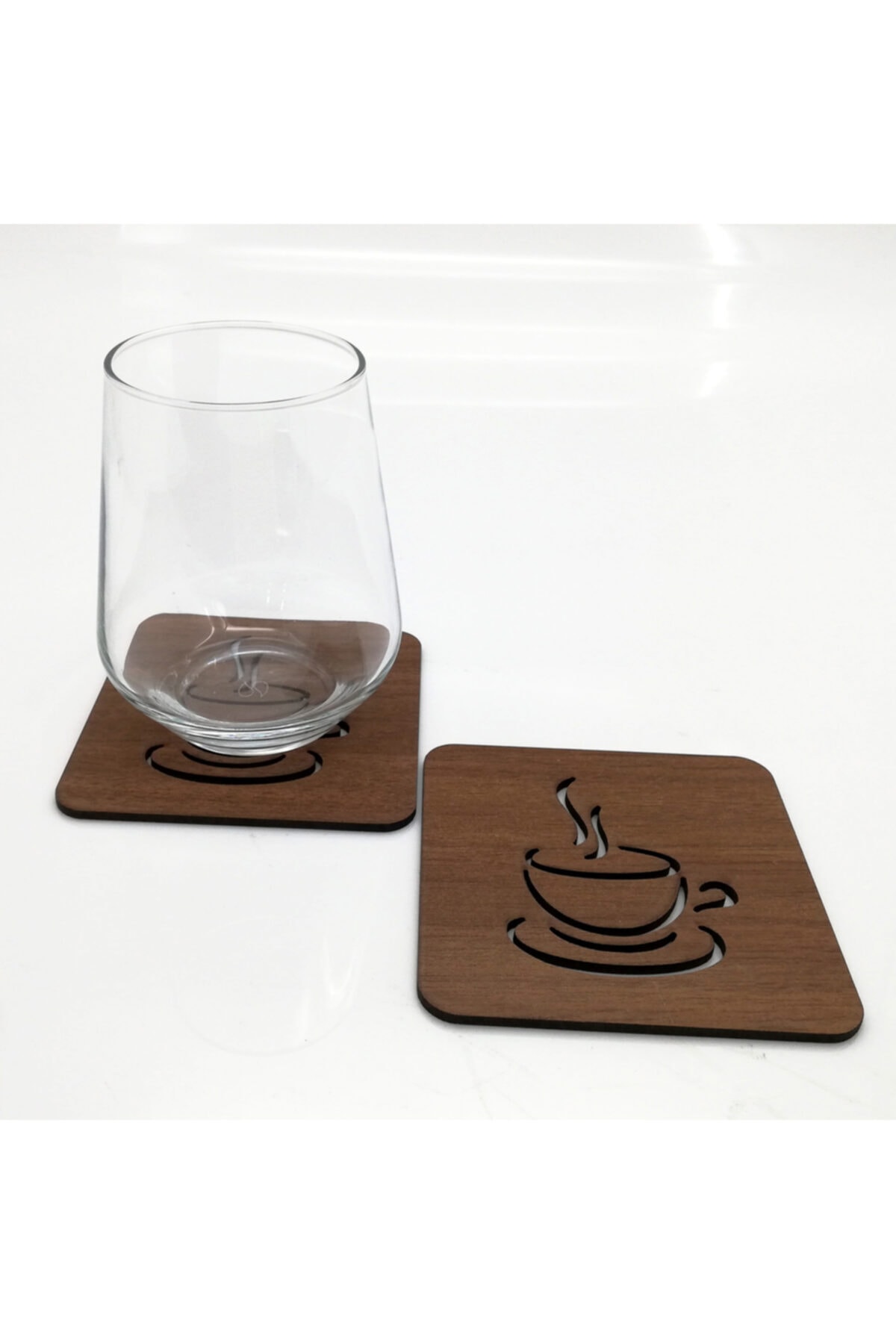 Lora Davet Amerikan Servis Bardak Altlığı Ahşap Kare kahverengi