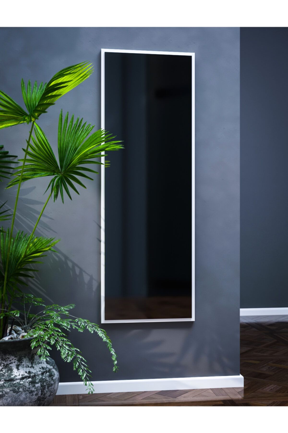 rivomo Beyaz 120x40 Dekoratif Boy Aynası