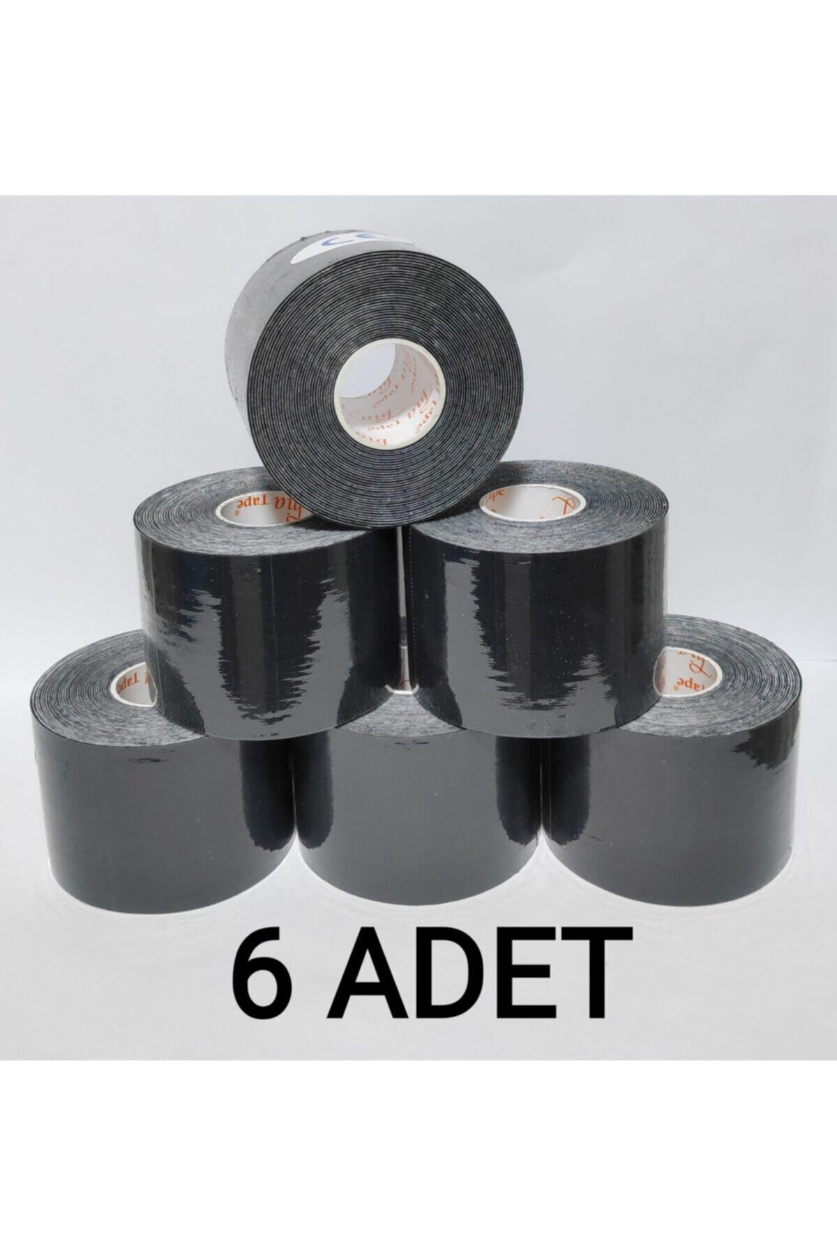 BiaTape Bia Tape Kinesio 5 Cm X 5 M - Siyah Rengi Sporcu Ağrı Bandı 6'lı (pakette 6 Adet)