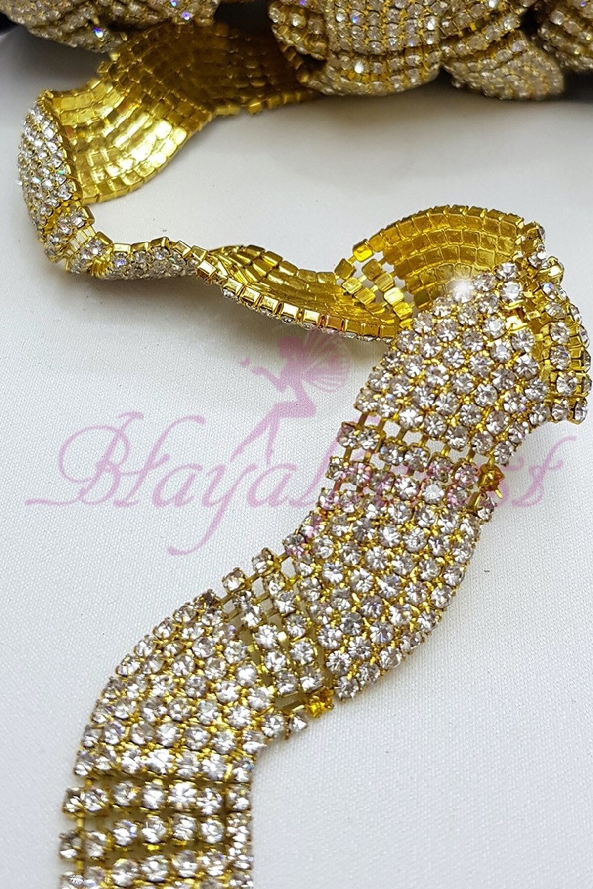 Hayalperest boncuk Sarı Sık Taşlı Şerit Bordür