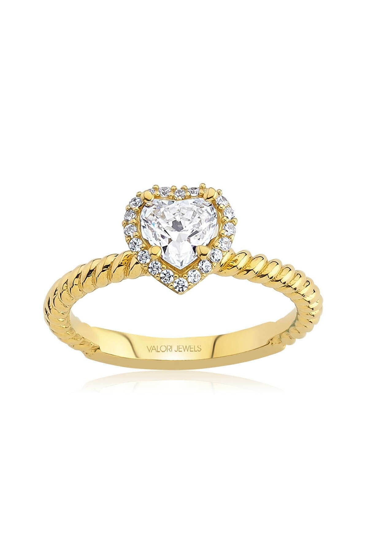 Valori Jewels Kalp Taşlı Gümüş Yüzük 0.75 Karat