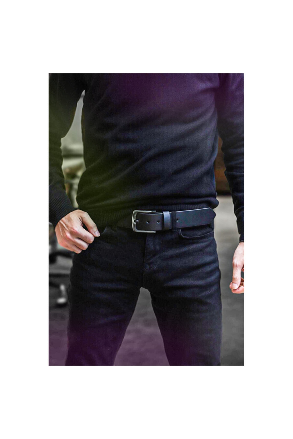 Rich Smith %100 Hakiki Deri Unisex Erkek Klasik Siyah Kemer 4,5cm Spor Kot