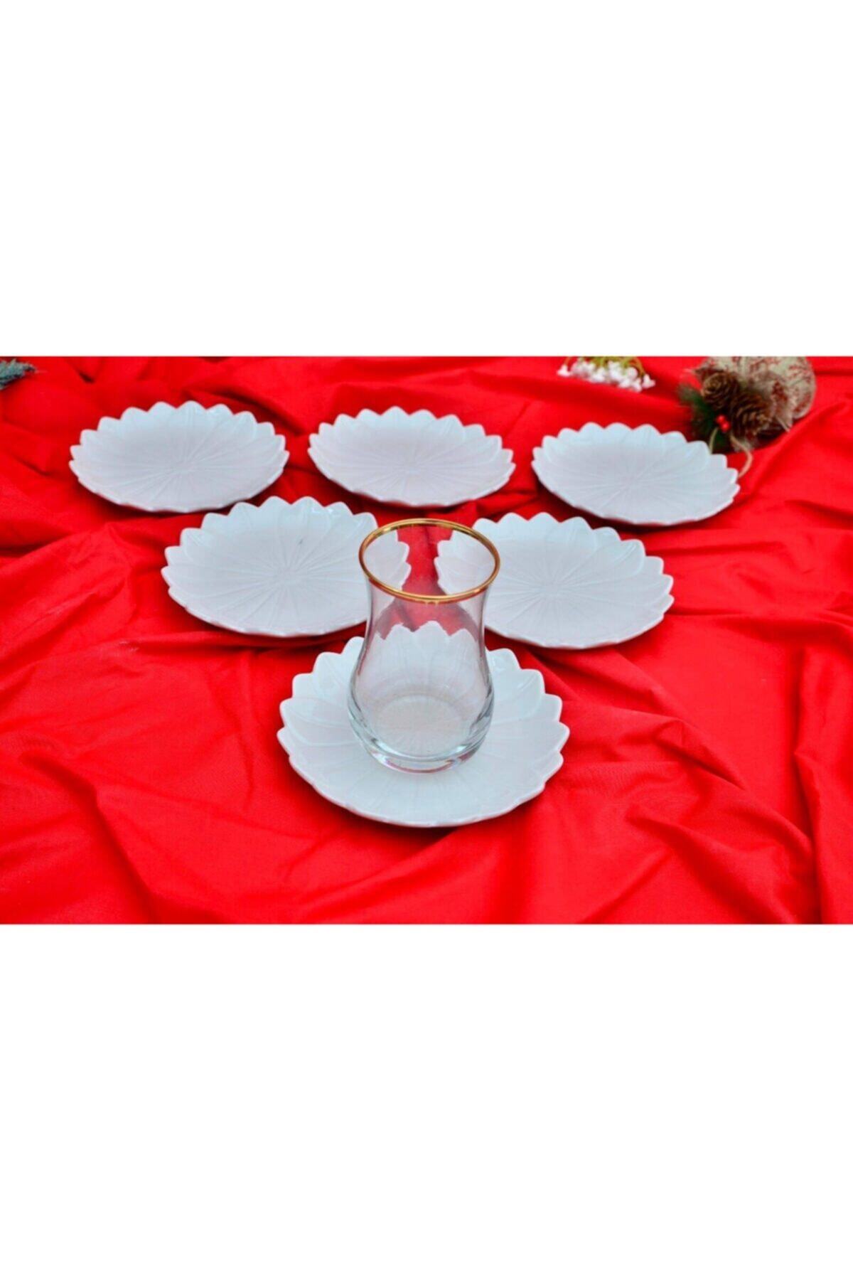 Tekbir Porselen Papatya Çay Tabağı 6 Lı