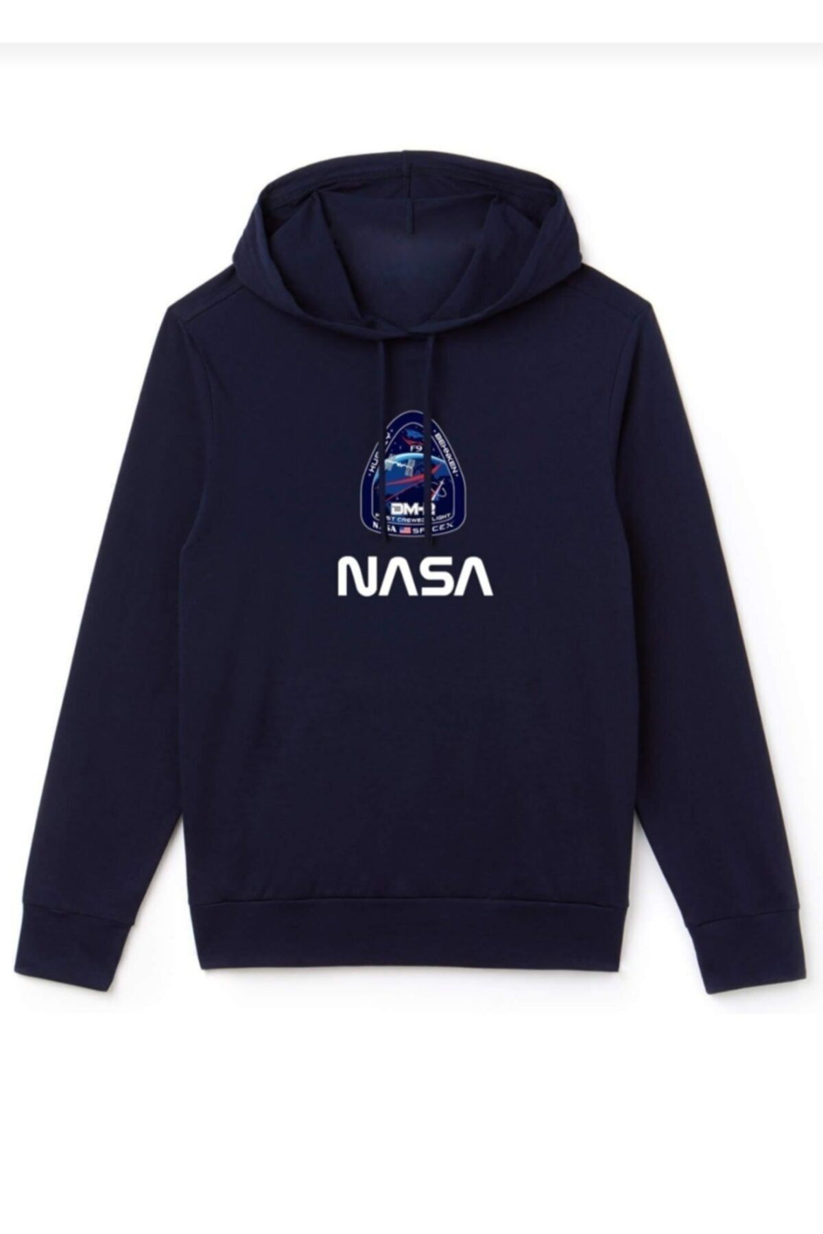 long way Unisex Mavi Nasa Baskılı Sweatshirt