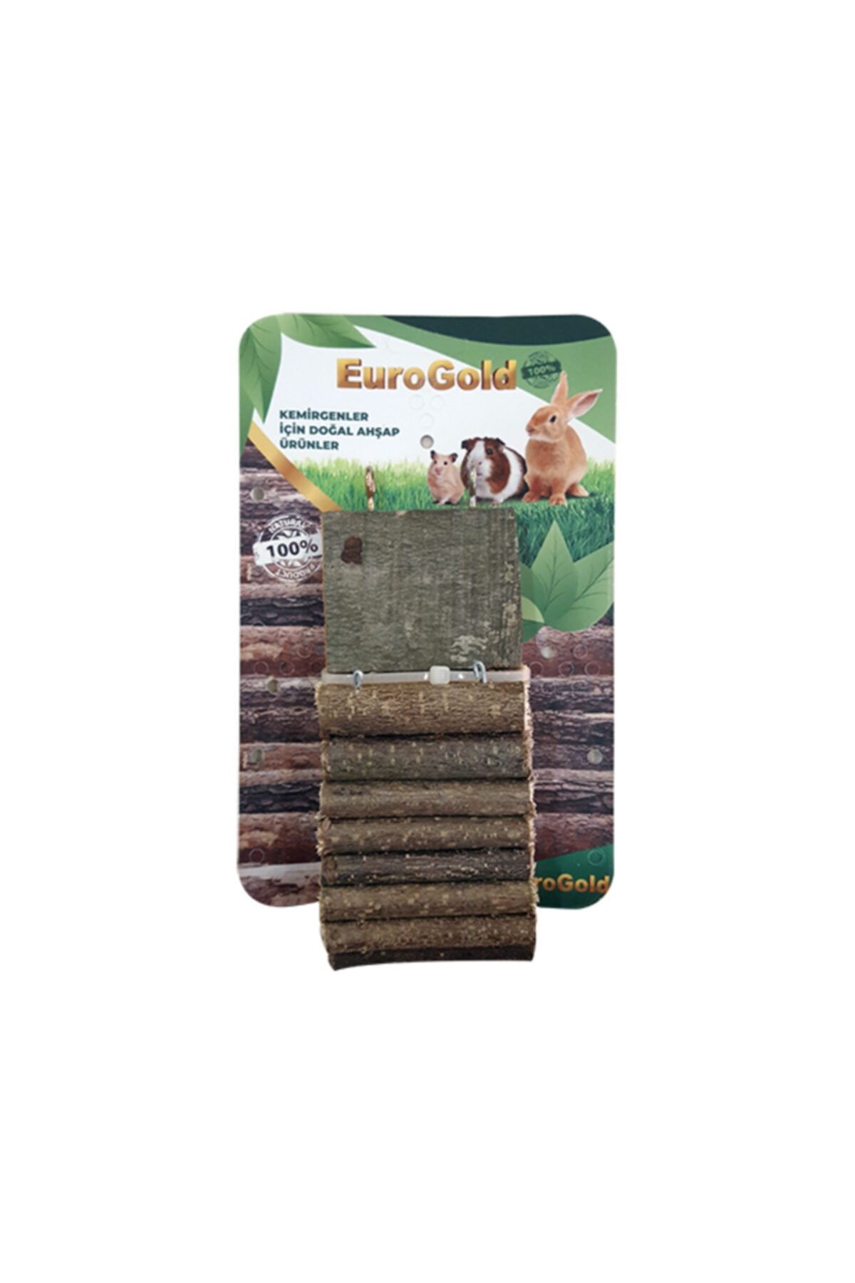 EuroGold Doğal Ahşap Kemirgen Merdiveni Tek Platformlu 7x30cm