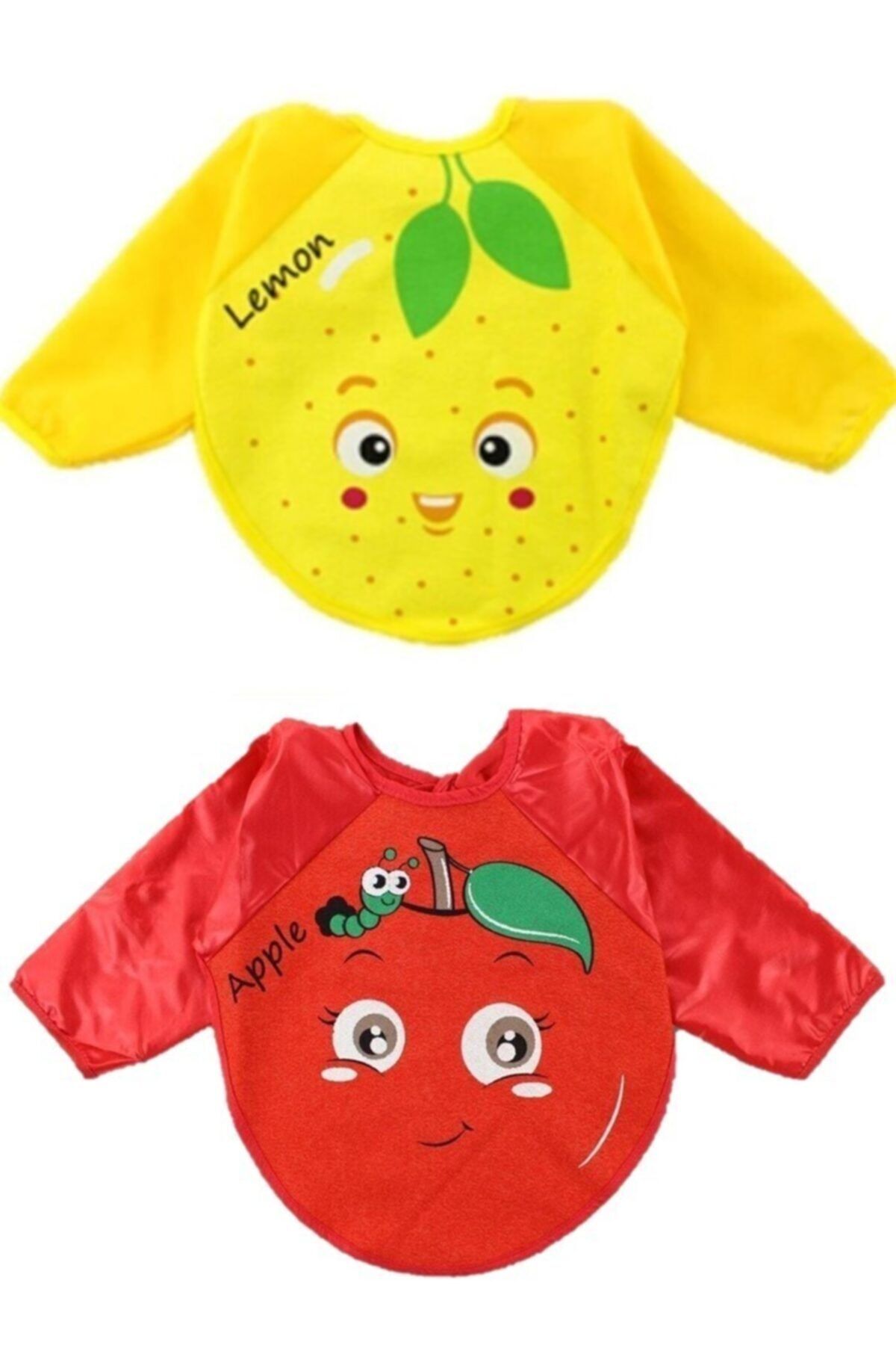 Belinay Limon Ve Elma Motif Giyilebilir Kollu Mama Önlüğü