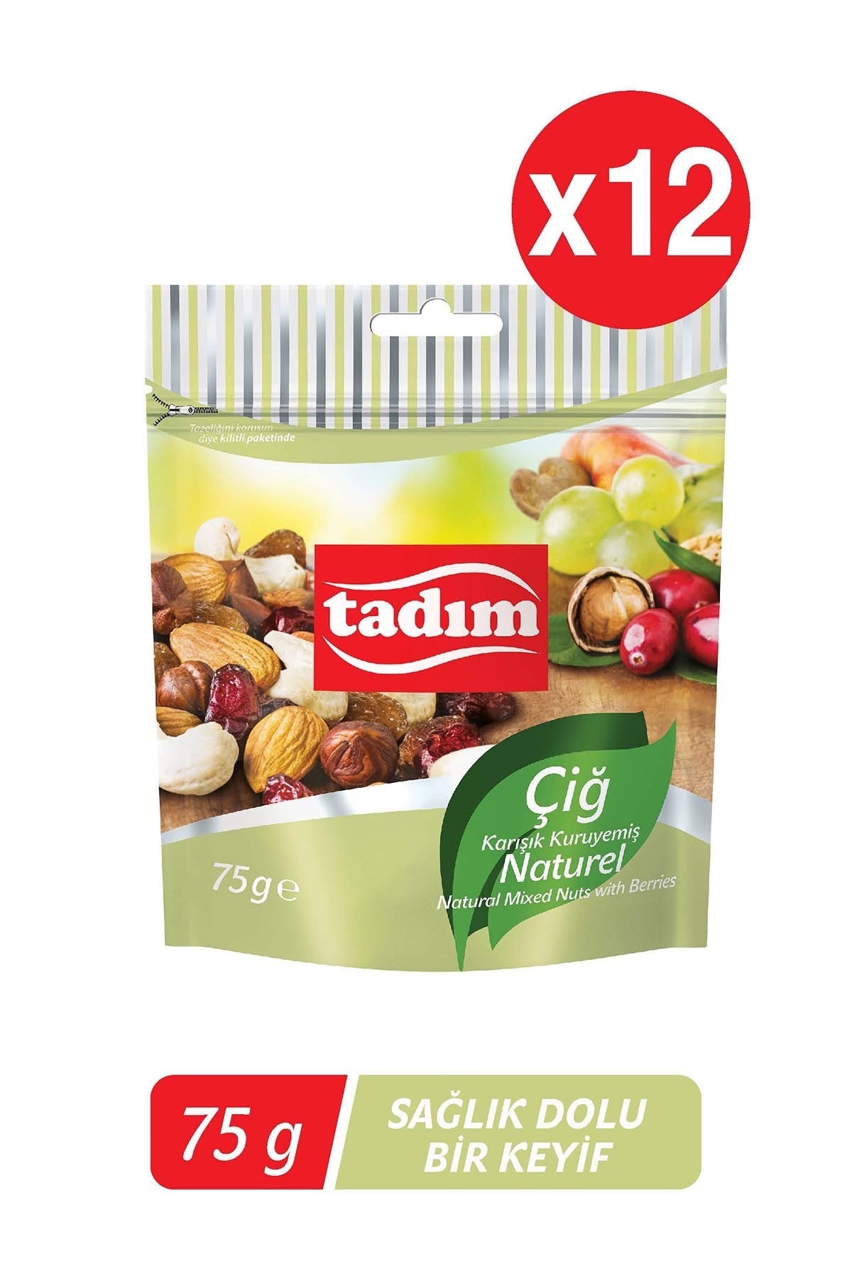 Tadım Karışık Kuruyemiş, Natural 75gr 12'li Set