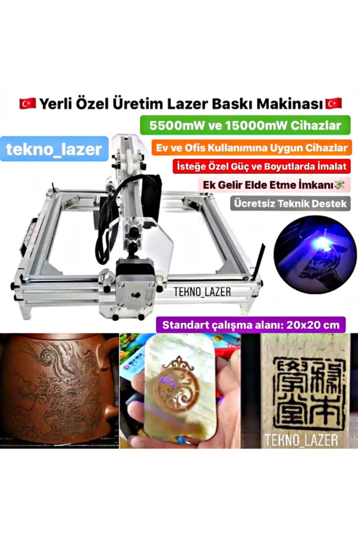TEKNO LAZER 15w Lazer Baskı Makinası (22x22cm)