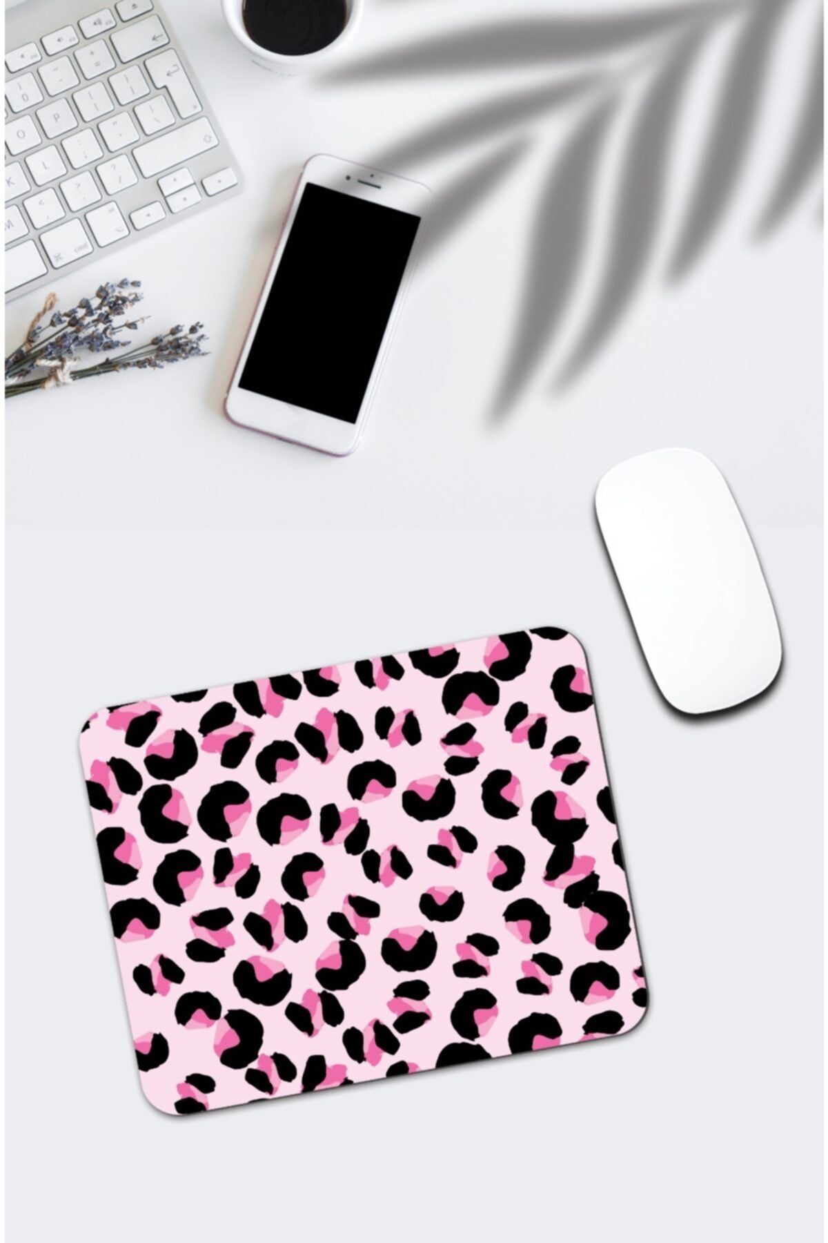 pixolog Pembe Leopar Desenli Mouse Pad 1107