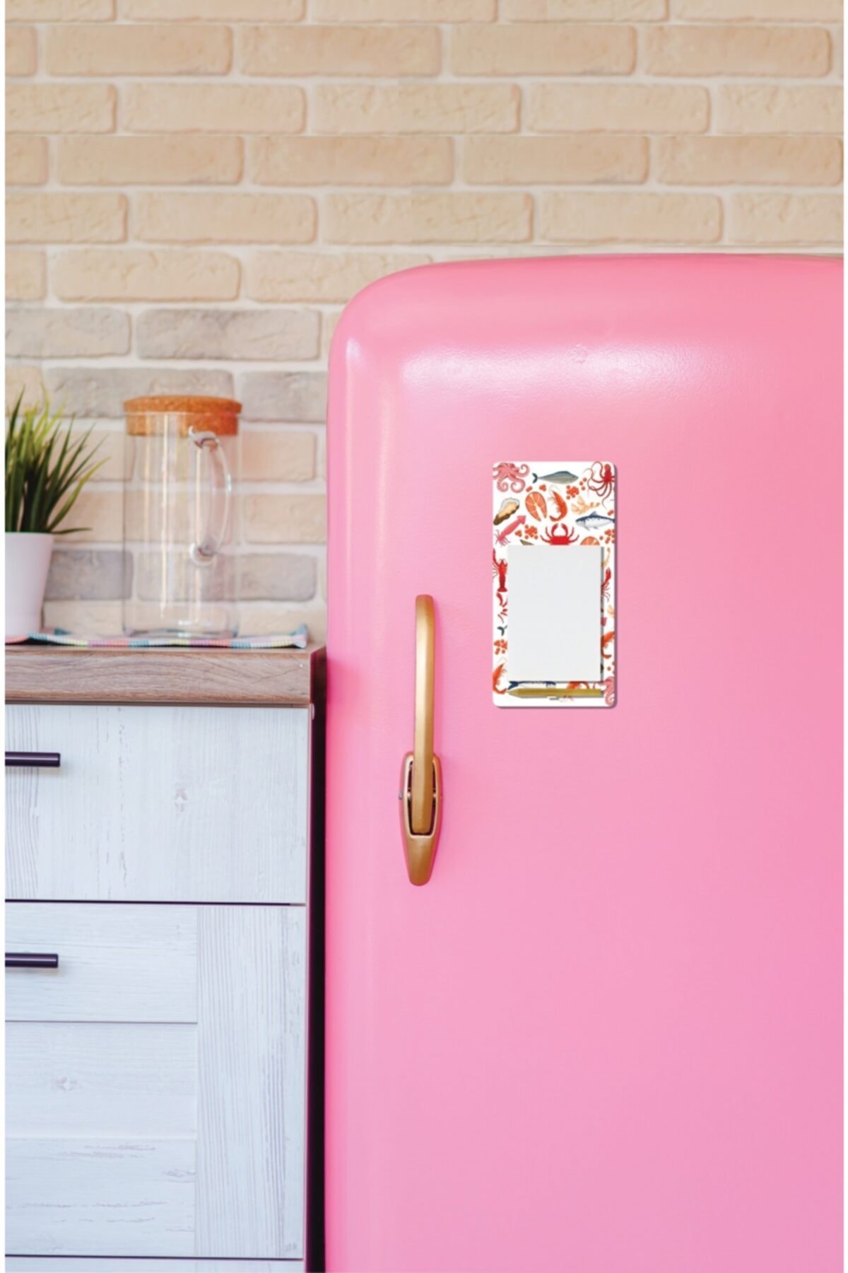 pixolog Deniz Canlıları Desenli Kalemli Magnetli Mdf Notluk Bm29