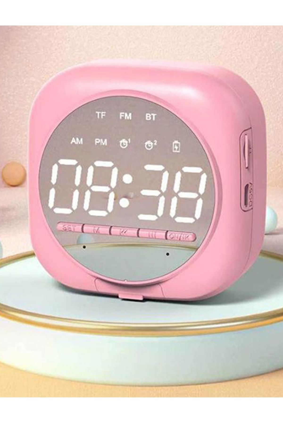 TeknoExpress W01 Çok Fonksiyonlu Dijital Bluetooth Hoparlör Çalar Saat Masa Saati Kablosuz Fm Radyo Hafıza Kartlı