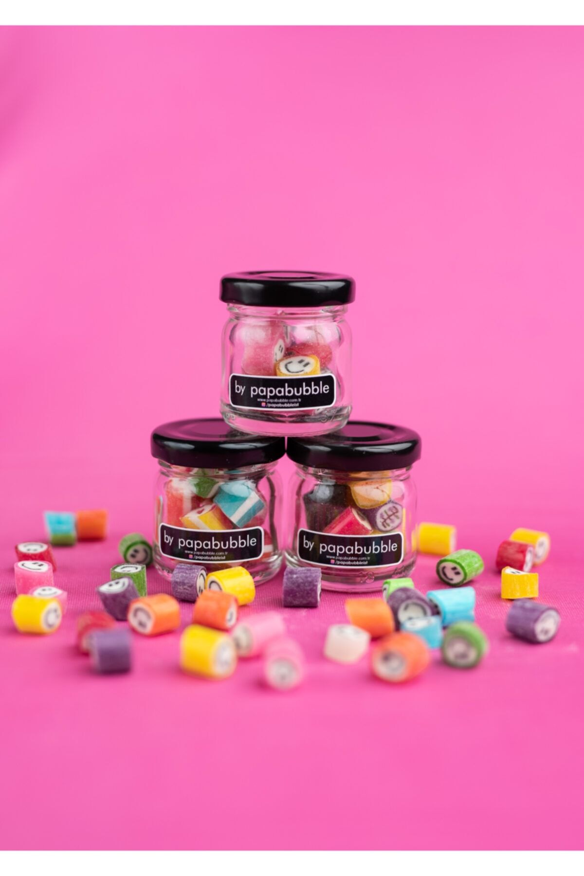 Papabubble Meyve, Kalp, Gülenyüz Karışık Mix El Yapımı Şeker- 3 Adet 20 gr Kavanoz