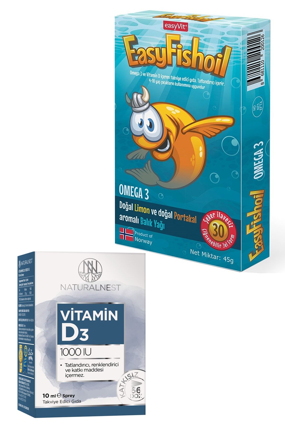 Easy Fishoil Omega 3 Çiğnenebilir 30 Jel Tablet Ve Vitamin D3 1000 Iu 10 ml Sprey