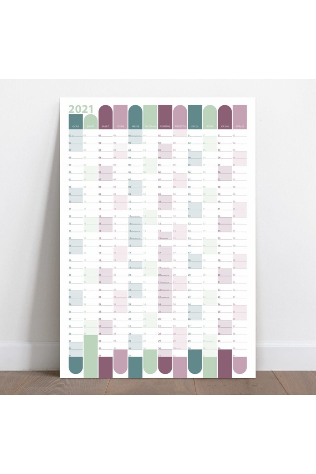 bi'aldım Beyaz Yıllık Planlayıcı Duvar Takvimi  35x50 cm