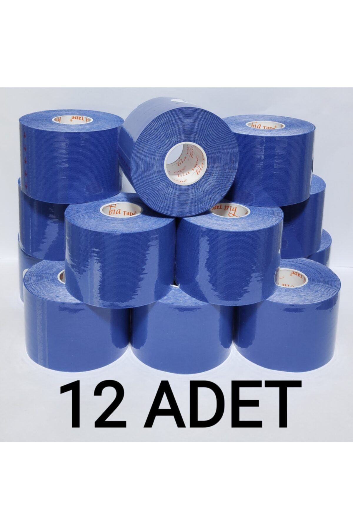 BiaTape Bia Tape Kinesio  Koyu Mavi Rengi Sporcu Ağrı Bandı 12 Adet 5 Cm X 5 M