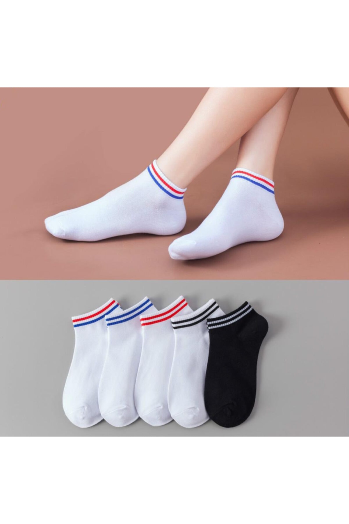 BGK Unisex Beyaz Basic Desensiz Patik Çorap 5Li