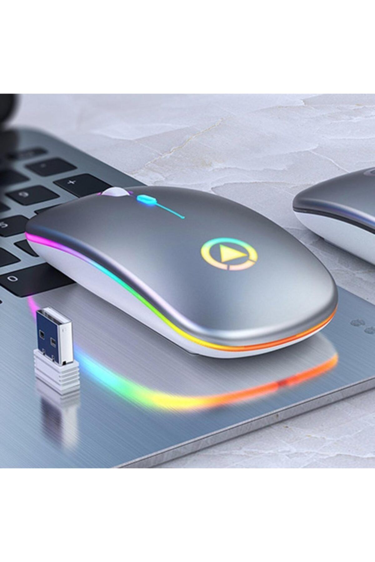 DailyTech Şarj Edilebilir Kablosuz Led Işıklı Sessiz Optic Mouse