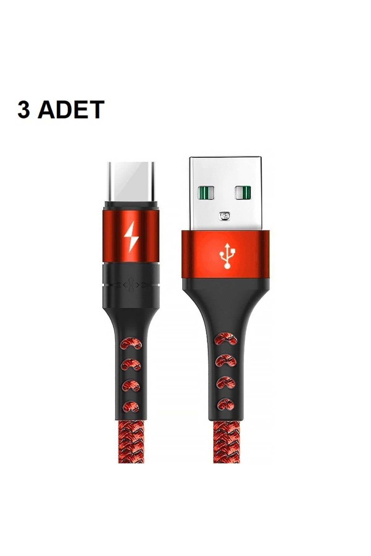 SKV MOBILE 5 Amper Type C Usb Hızlı Şarj Ve Data Kablosu 3'lü Paket Örgülü 1 Metre