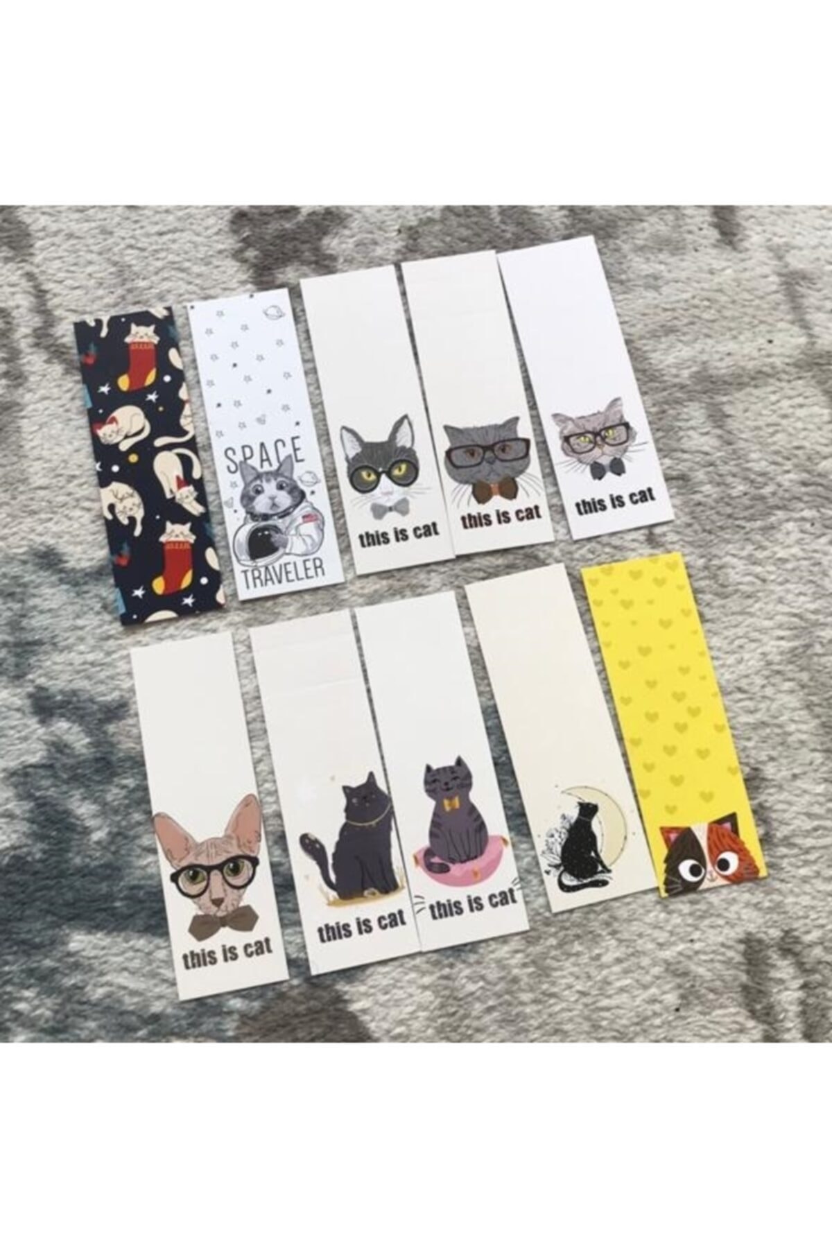 Paytak Moda Kedi Desenli Tasarım 10'lu Desenli Kitap Ayraç Seti Pytkkayr0026