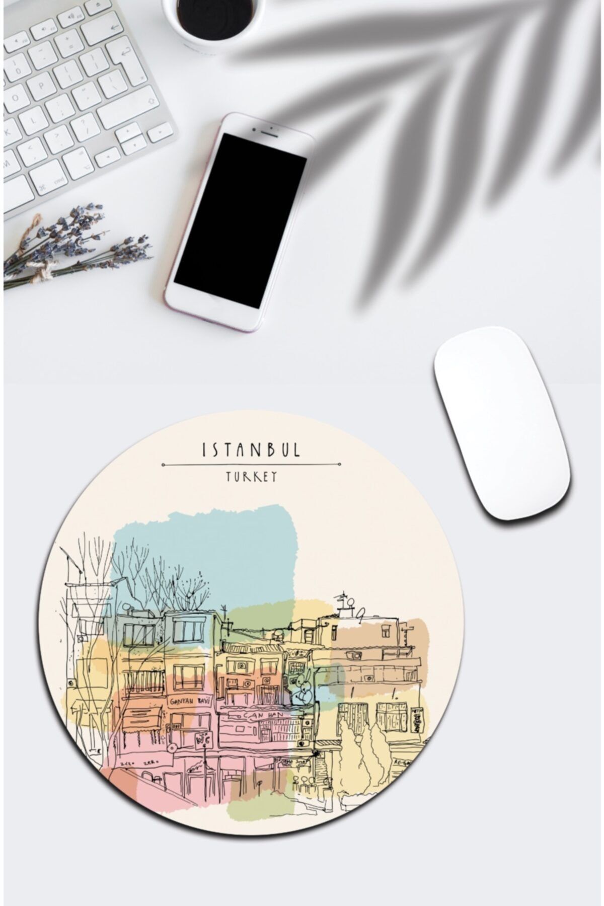 pixolog Istanbul Desenli Yuvarlak Mouse Pad 1140