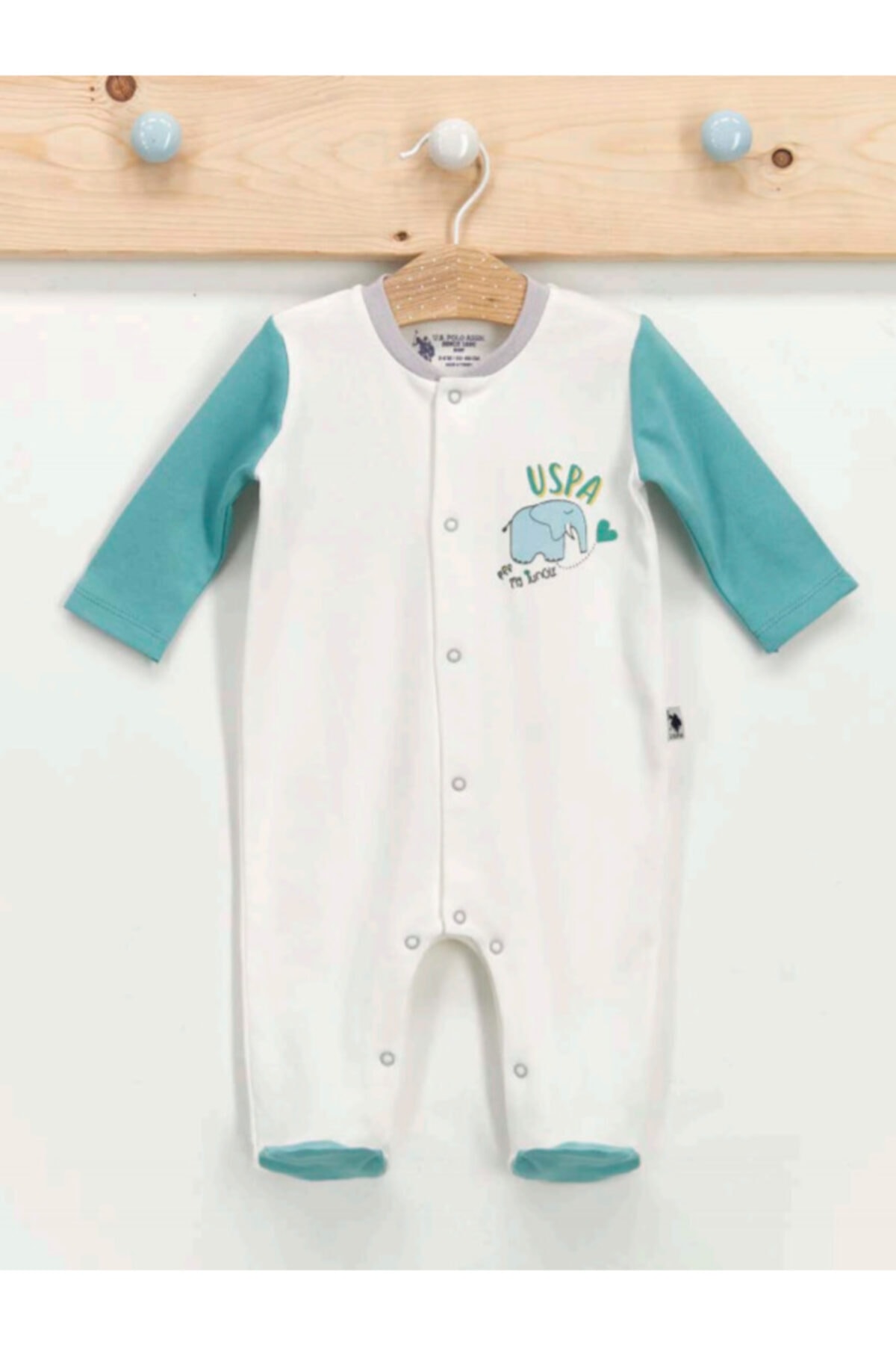 U.S. Polo Assn. Kids U.s. Polo Assn Lisanslı Bebek Uzun Kol Patikli Tulum Mint Usb206