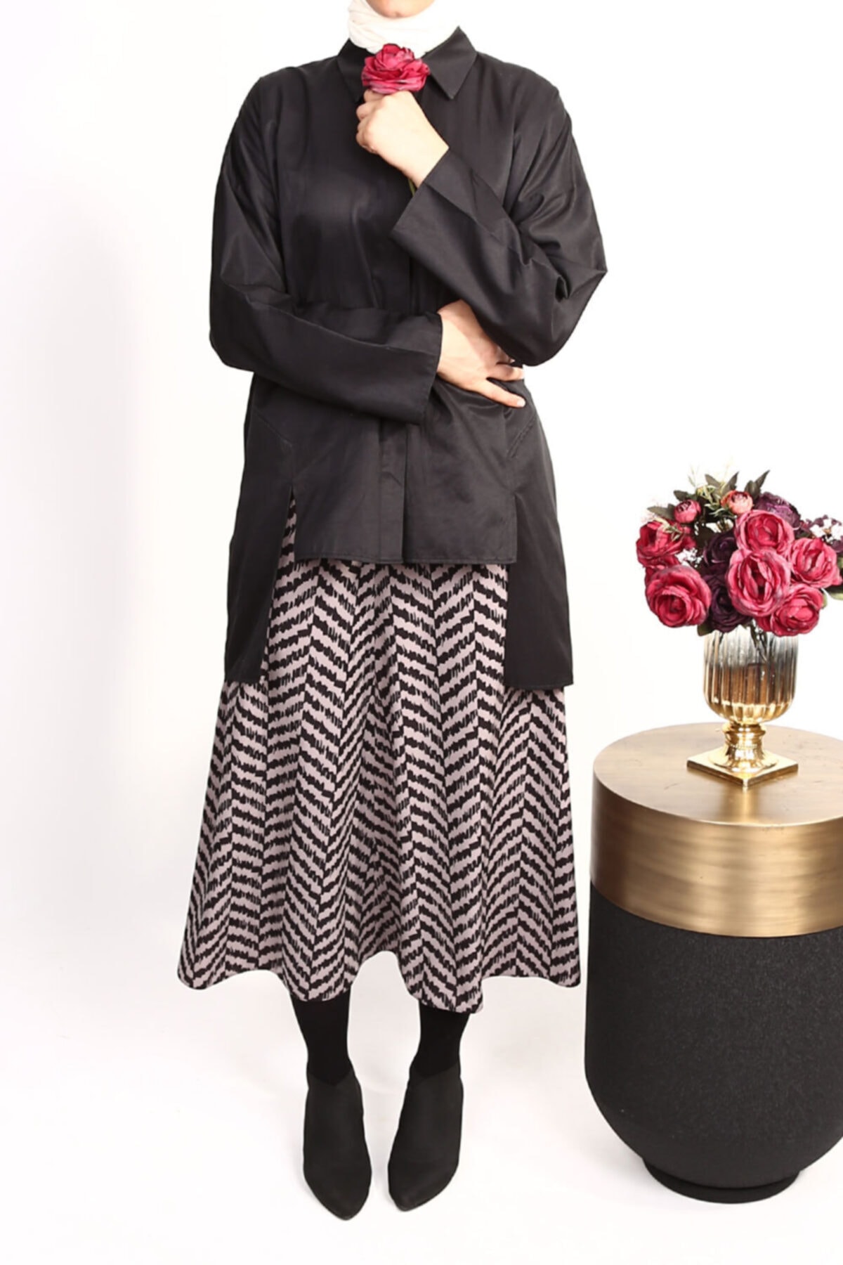 Micca Kadın Zigzag Desenli Etek