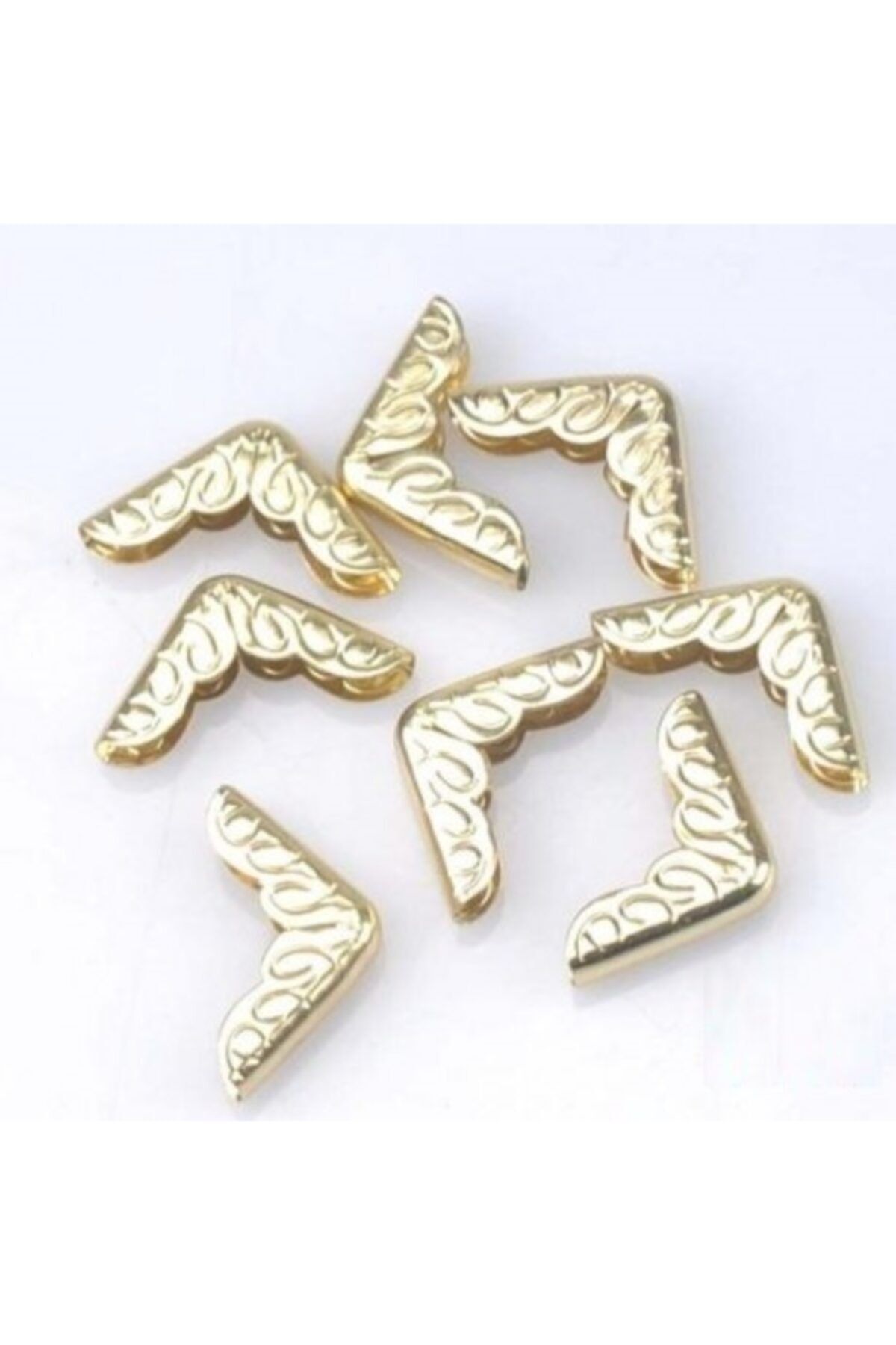 ZMY Metal Kitap Köşe Koruyucu Işlemeli Küçük Boy Altın Rengi 15x15x3 Mm X 12 Adet