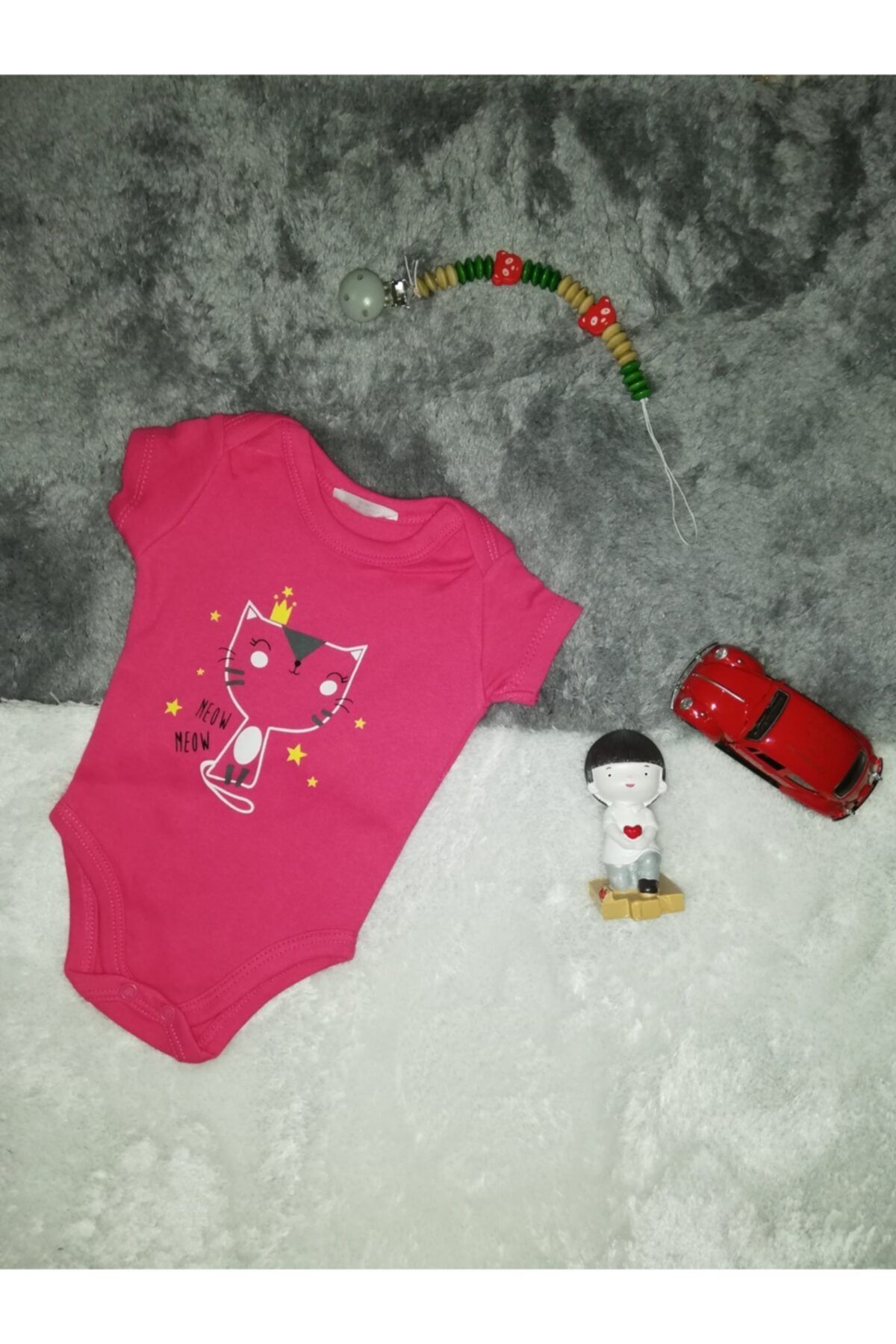 SOBEE Kız Bebek Pembe Kısa Kollu Zıbın