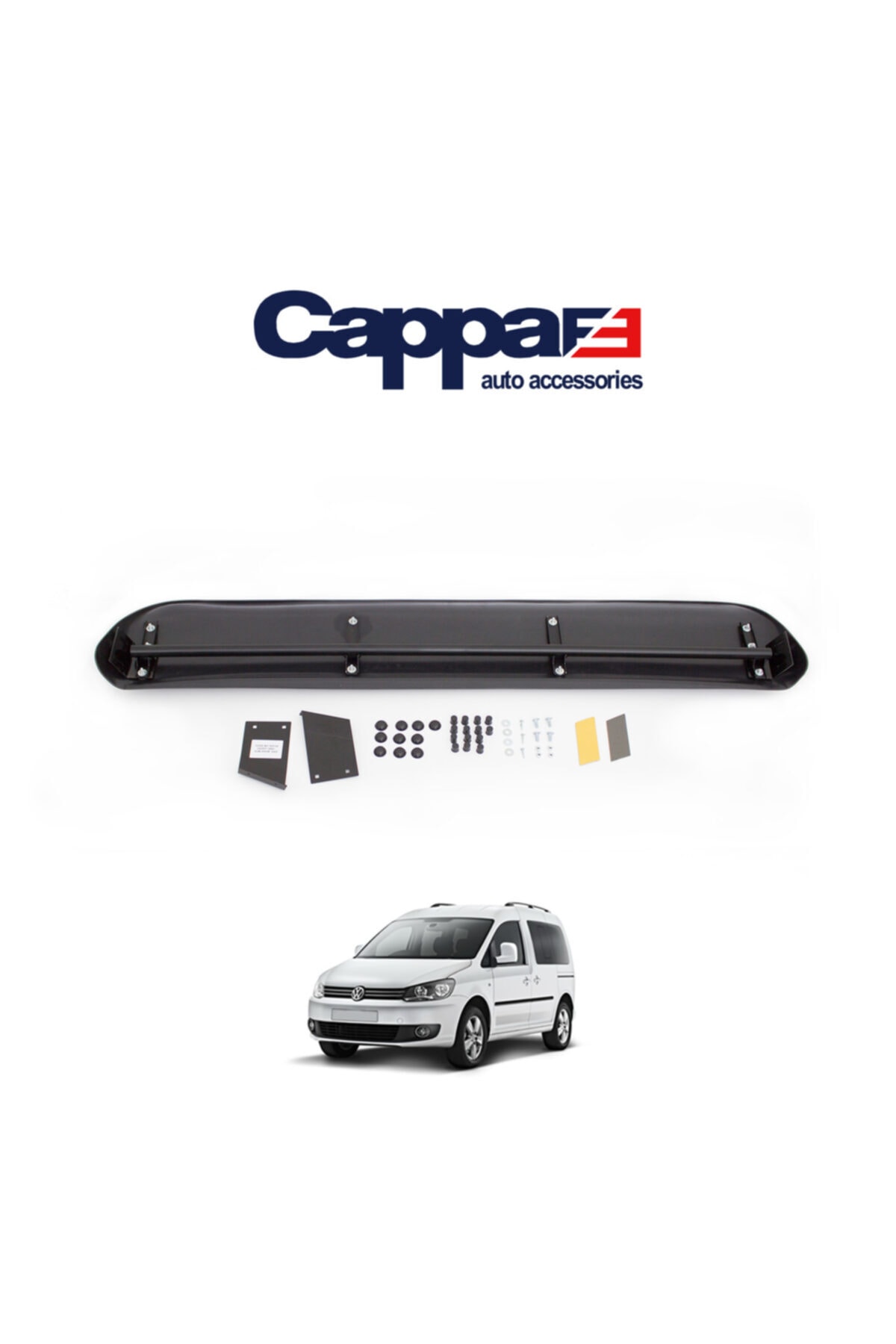 Cappafe Volkswagen Caddy Ön Cam Güneşliği Siperlik Akrilik Vizör Şapka Terek Piano Black 2010-2015
