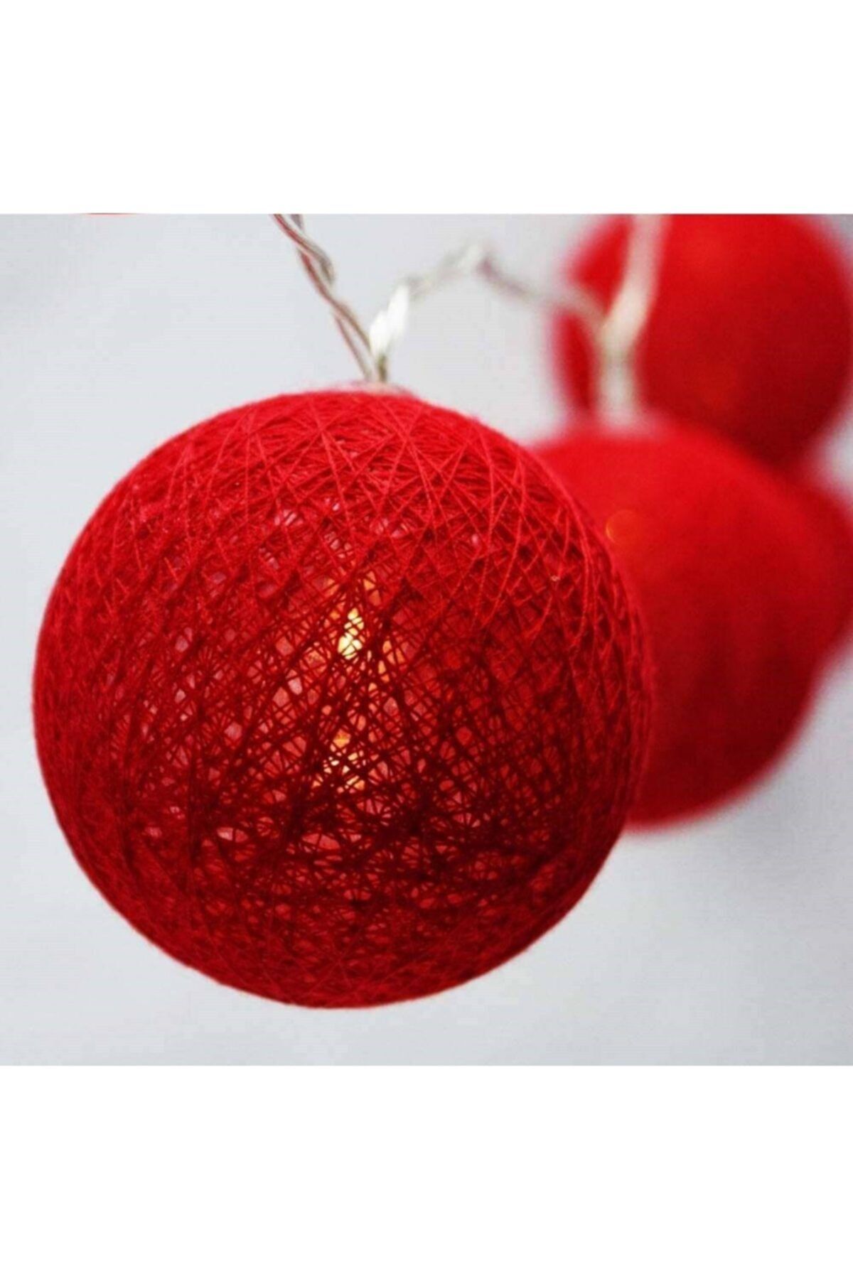 Ledim Işıklı Top Aydınlatma 3 Metre 10'lu Set Montessorı Yatak Aksesuar Kırmızı