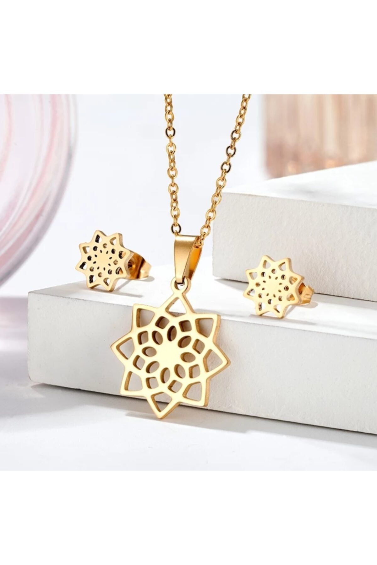 LilaHediyelikEşya Indirimli Hediye Paslanmaz Çelik Kolye Küpe Set Set Doğum Günü Hediyesi Sevgiliye Hediye Modanisa