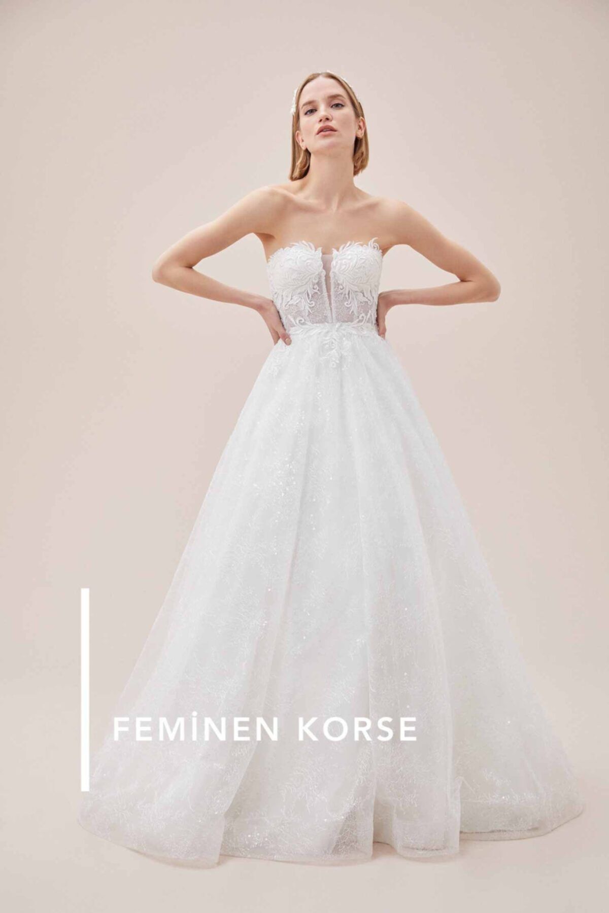 Oleg Cassini Dreamon For Dantel Işlemeli Straplez Korseli Balo Tipi Gelinlik
