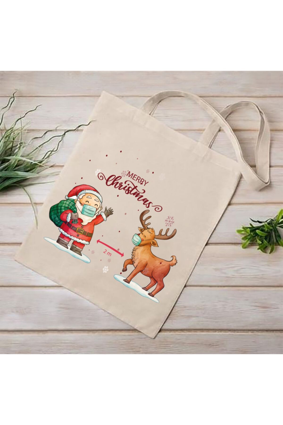 Kitapeli Marry Christmas Baskılı Bez C anta 110