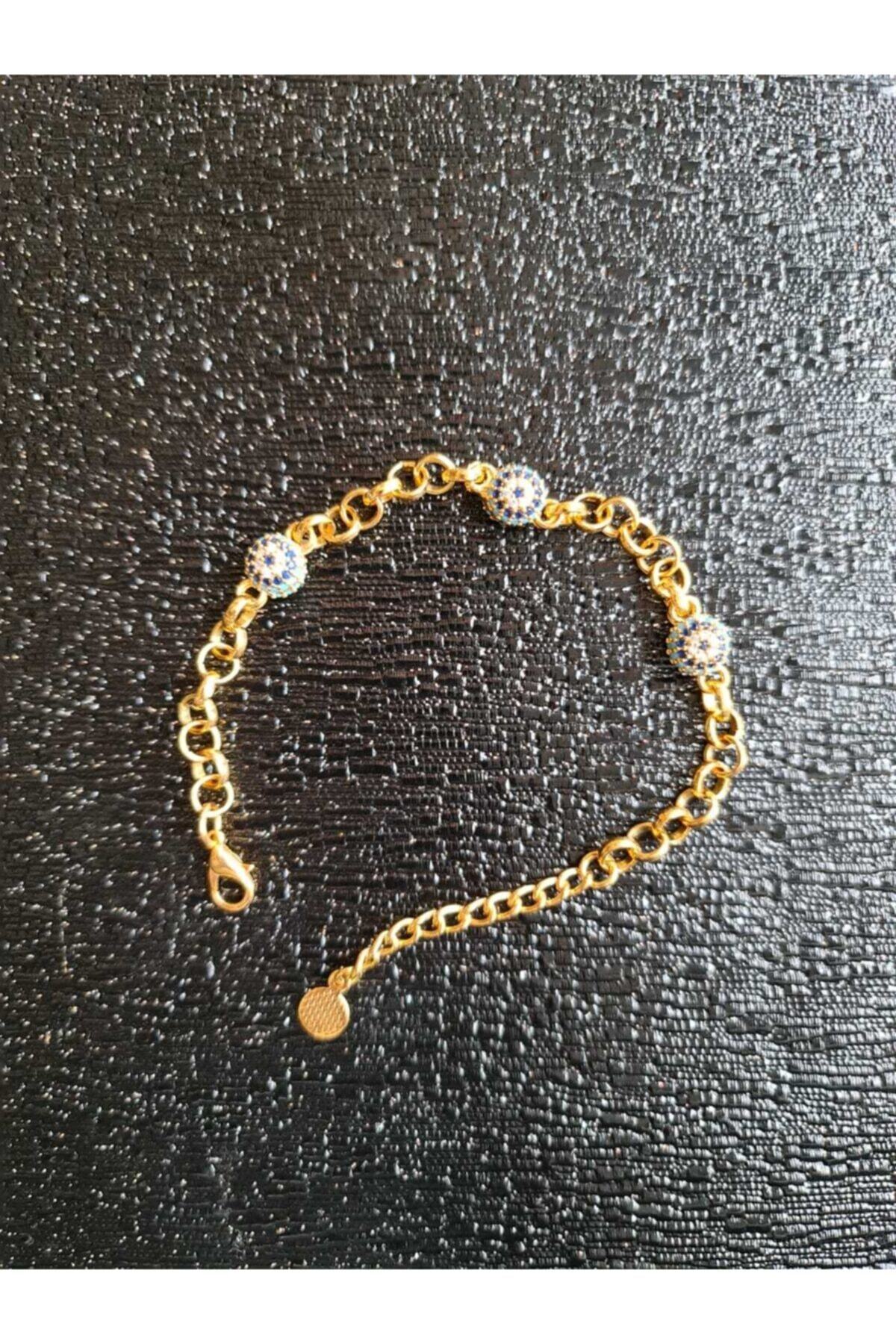 odabaş shop Altın Kaplama Nazar Boncuklu Bileklik