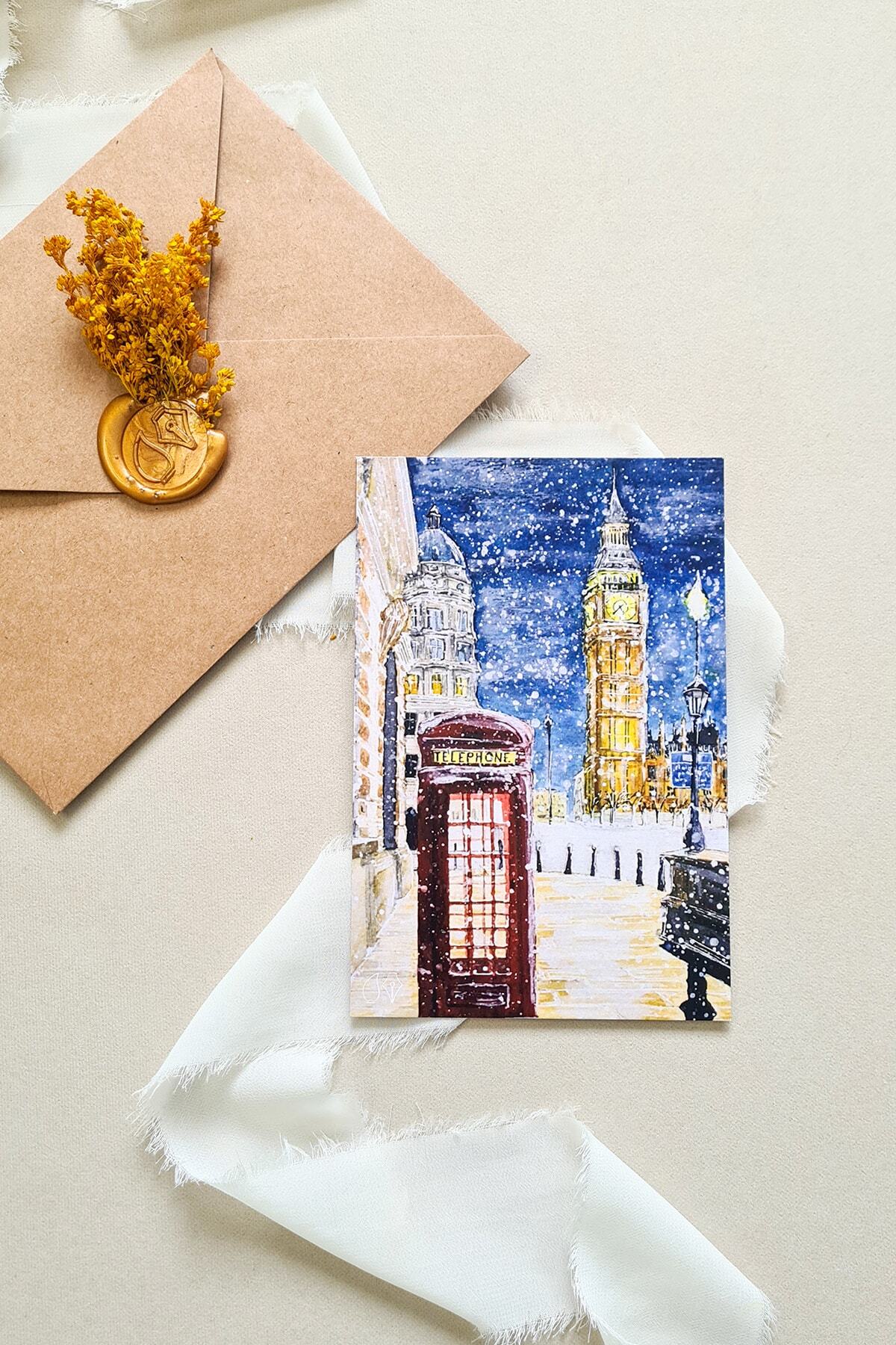 Life & Art Suluboya Londra Kartpostalı & Zarf