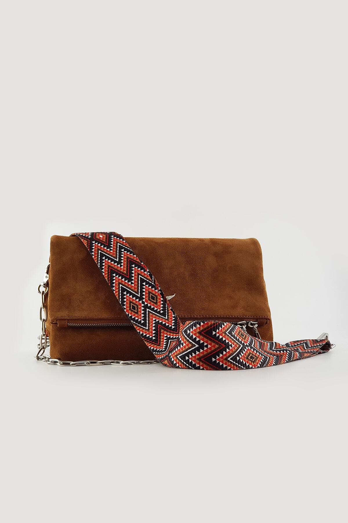 FAEN Farnaz Etnik Desenli Çanta Askısı Silver Metal