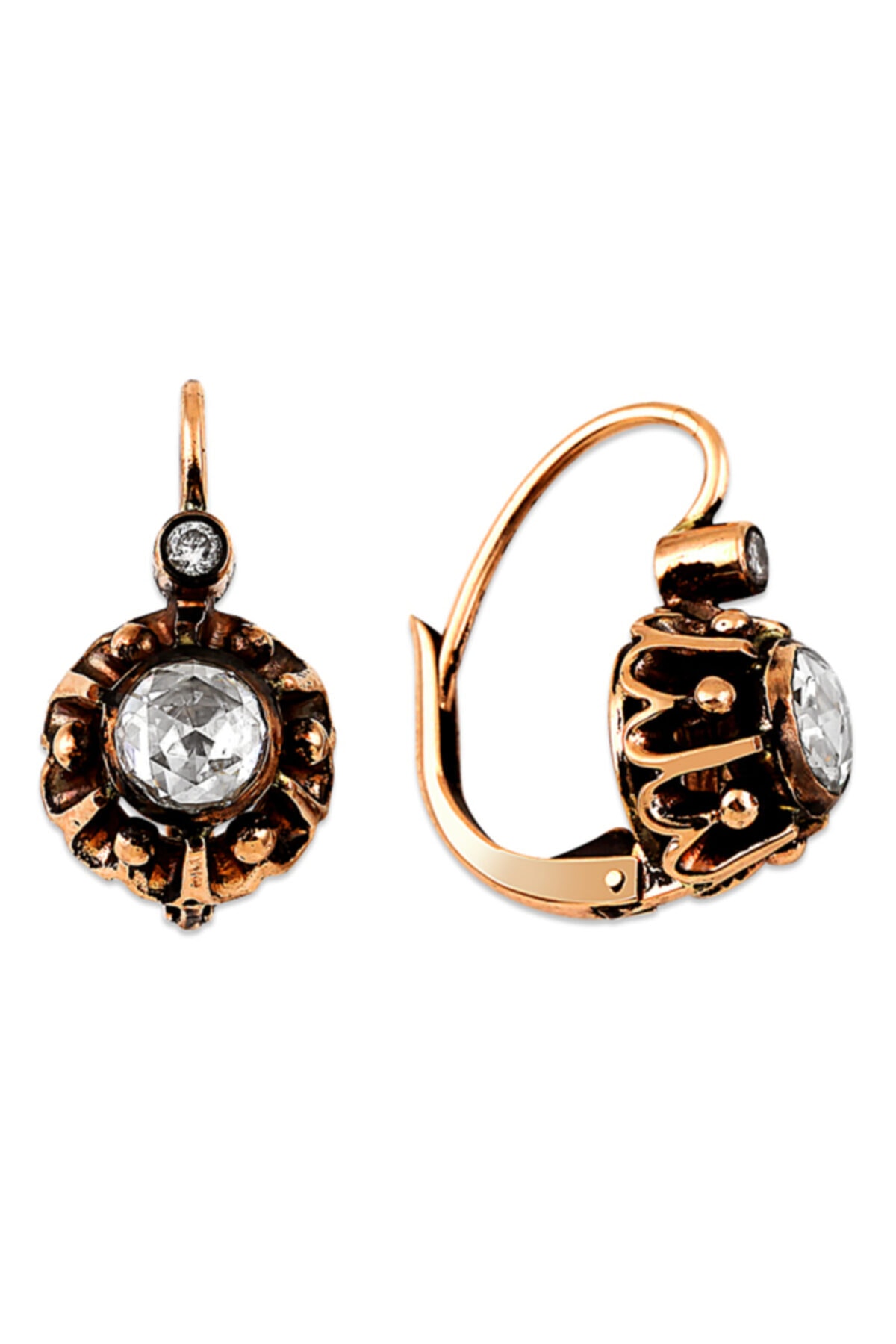 Barok Diamond Elmas Ayın Küpe 1.13ct 8 Ayar