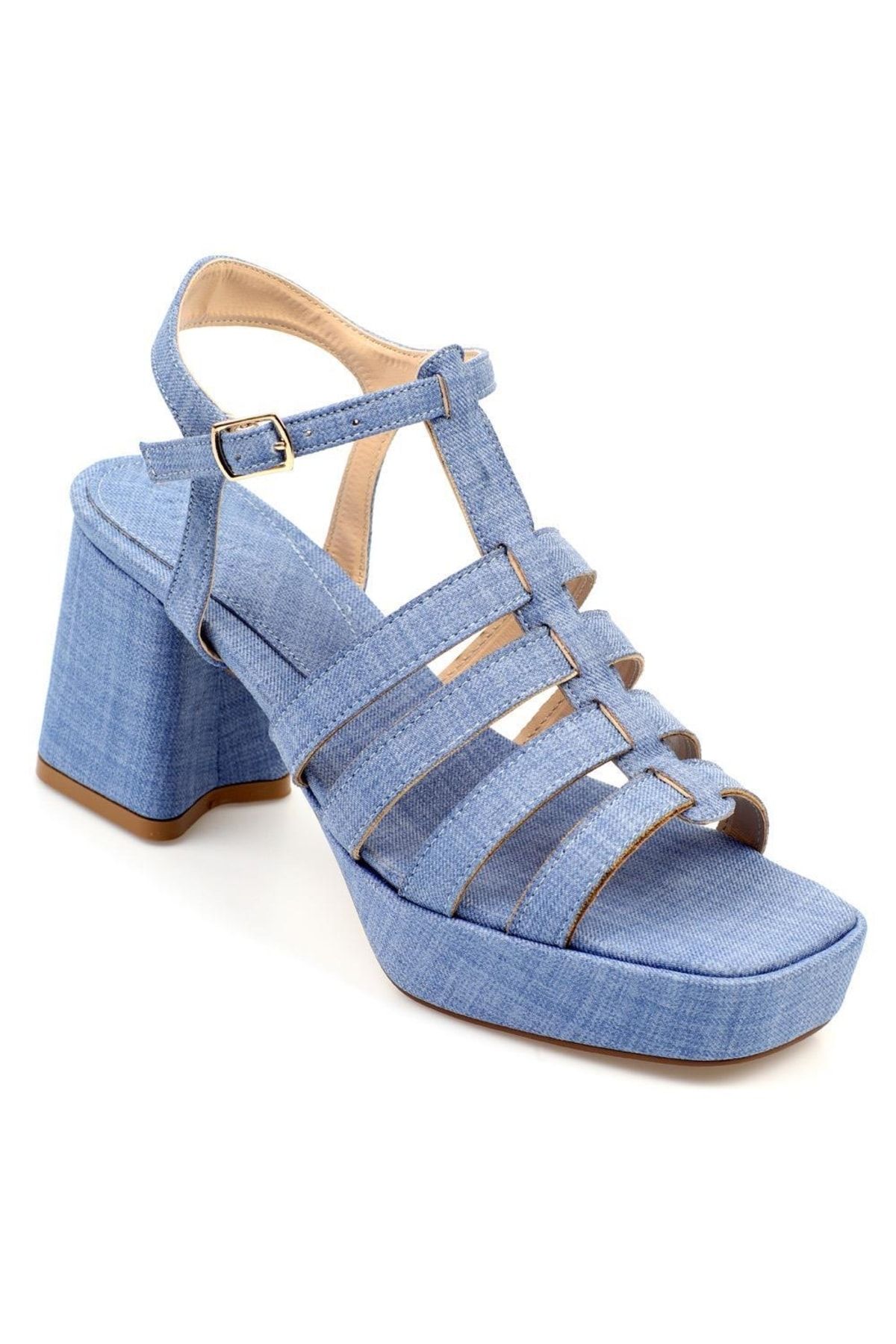 Denim Blue Block Heels – D Shop Aruba