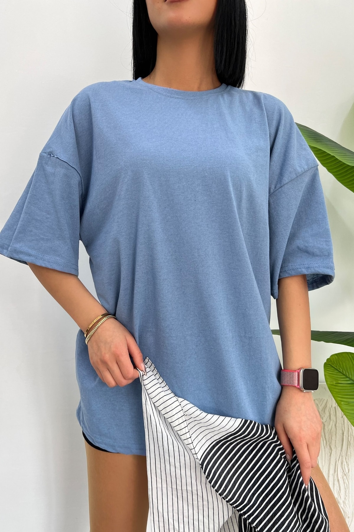 تی شرت یونیسکس پنبه ای یقه گرد اورسایز بافتنی دوست پسر