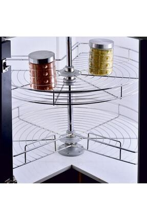 2 Katlı, Metal Döner Sepet, Kör Köşe Kiler Sistemi, Pantry Basket 45 Cm-tam Daire Sepet Image 0