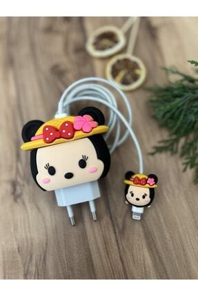 Sevimli Silikon Şarj Başlığı Ve Kablo Koruyucu 2li Set Süslü Minnie Image 0