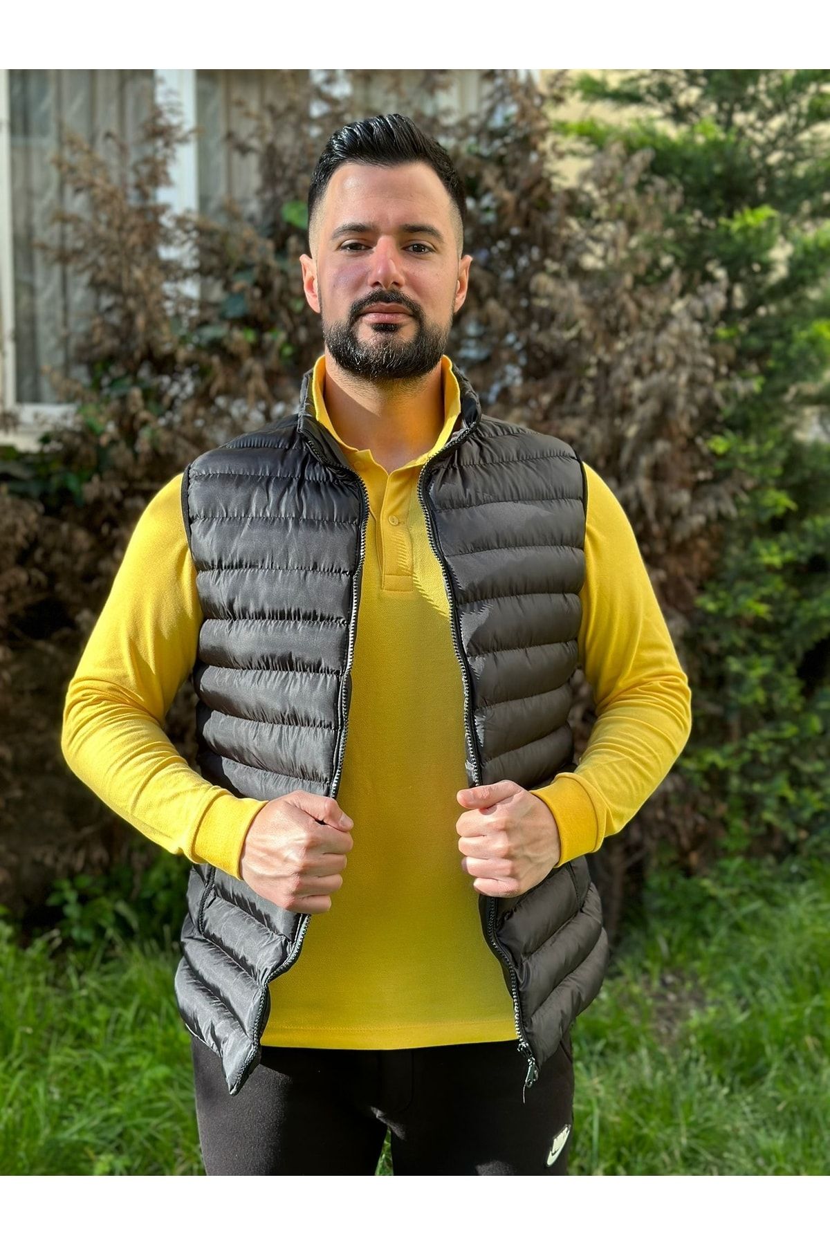 Mens yellow puffer sales vest