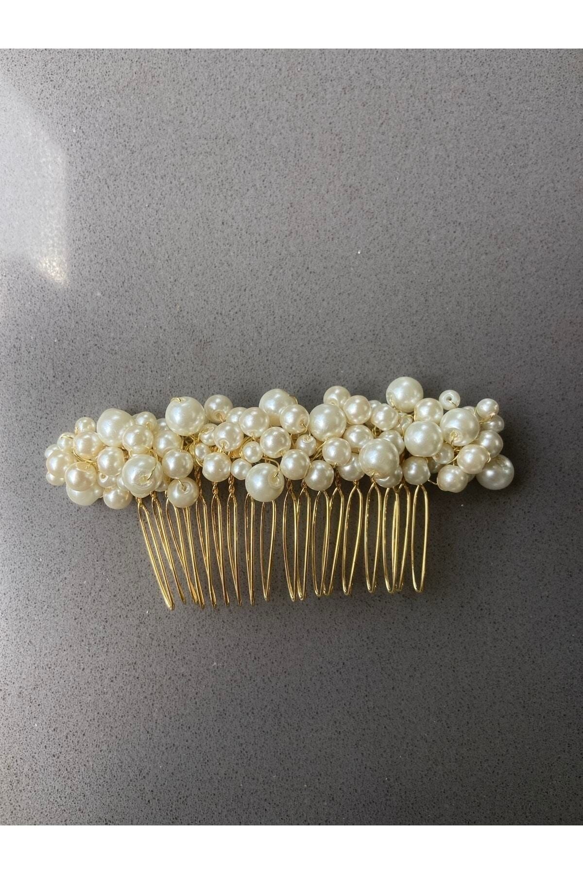 Pearly Handmade Pearl Gold Comb Buckle