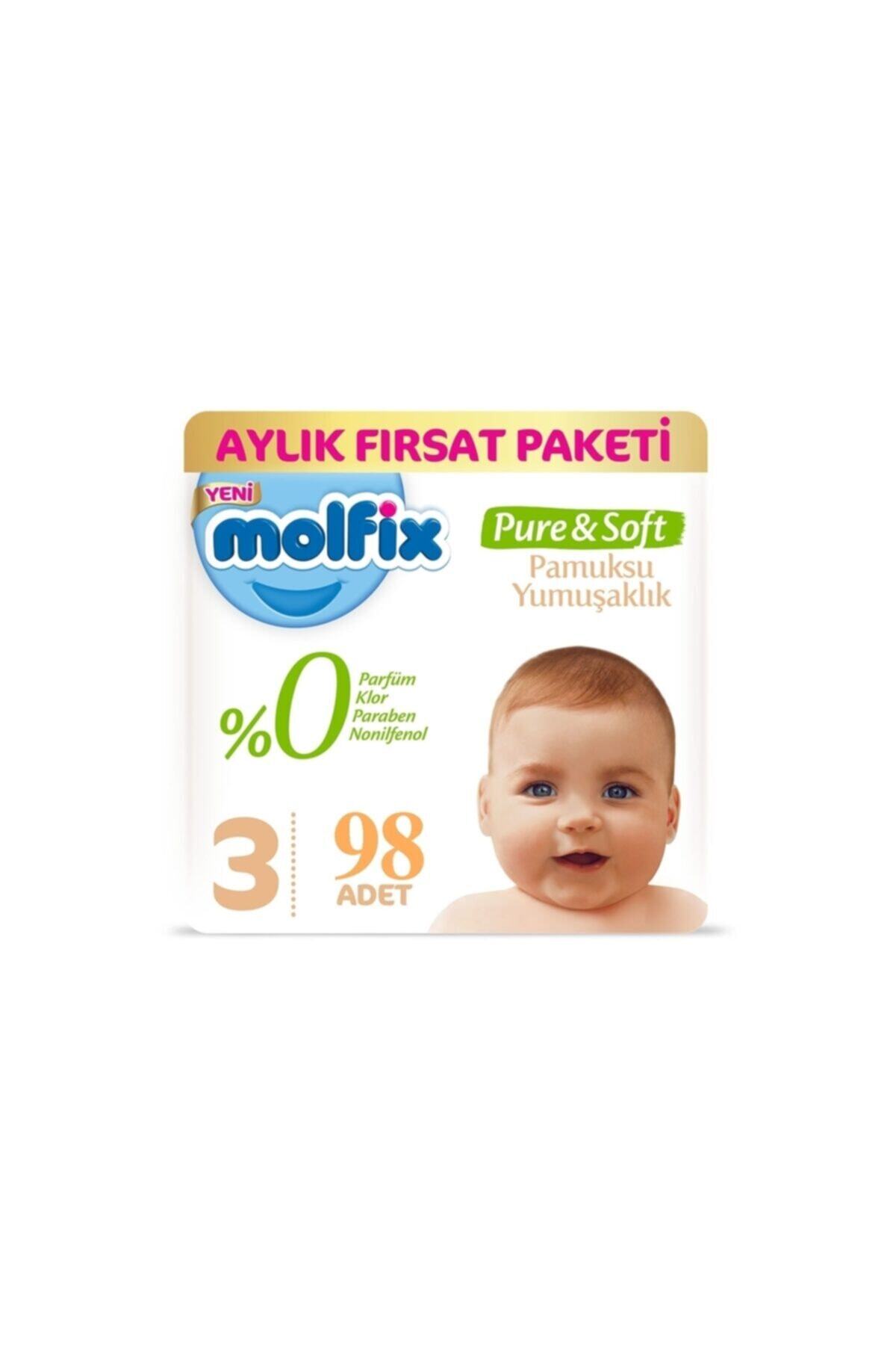 Molfix Pure&soft Bebek Bezi Midi No:3 4-9 Kg 98 Adet